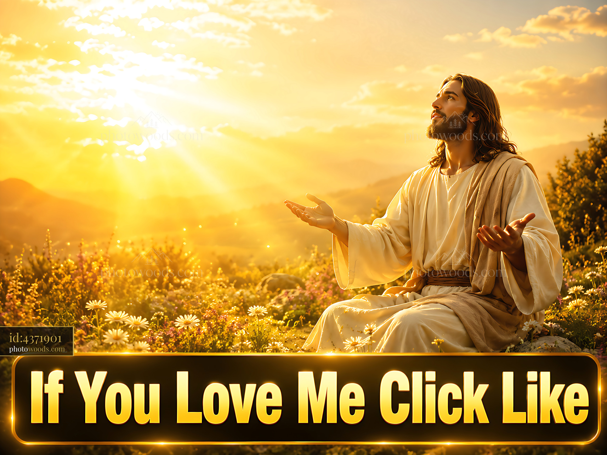 Jesus With Open Arms Seeking Connection in Golden Sunlight