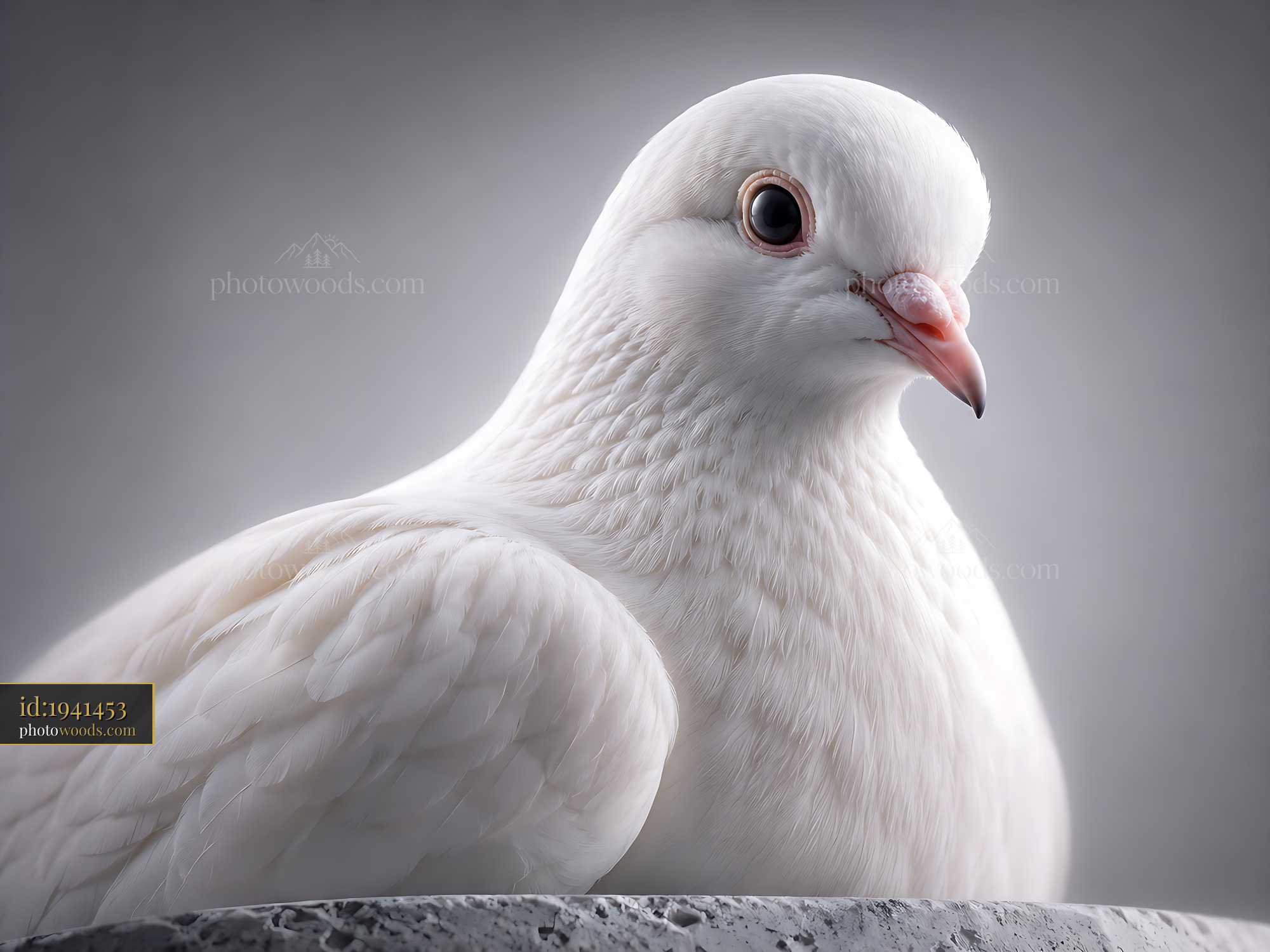 White Dove Perched Quietly on a Surface With Soft Light