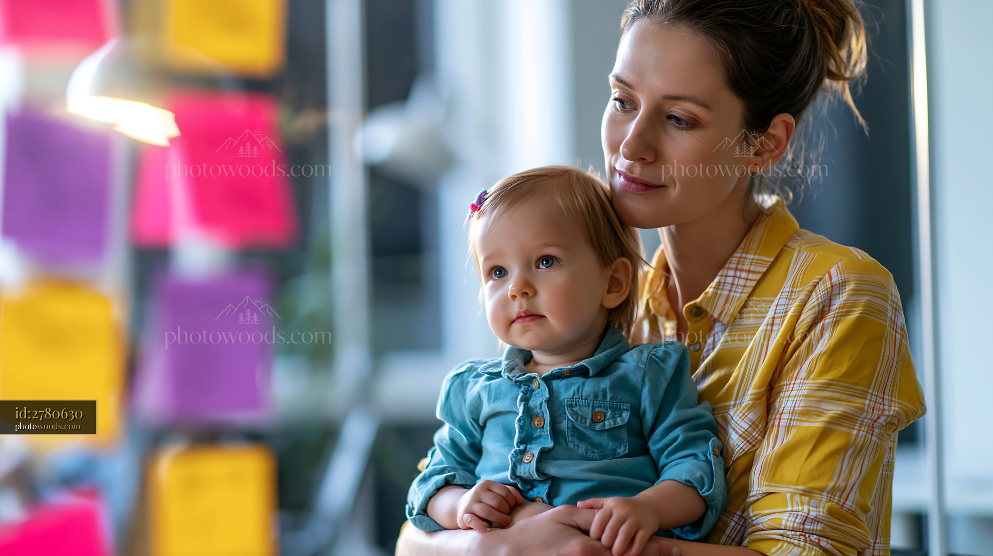 Working Mother With Toddler During Planning Session in Office