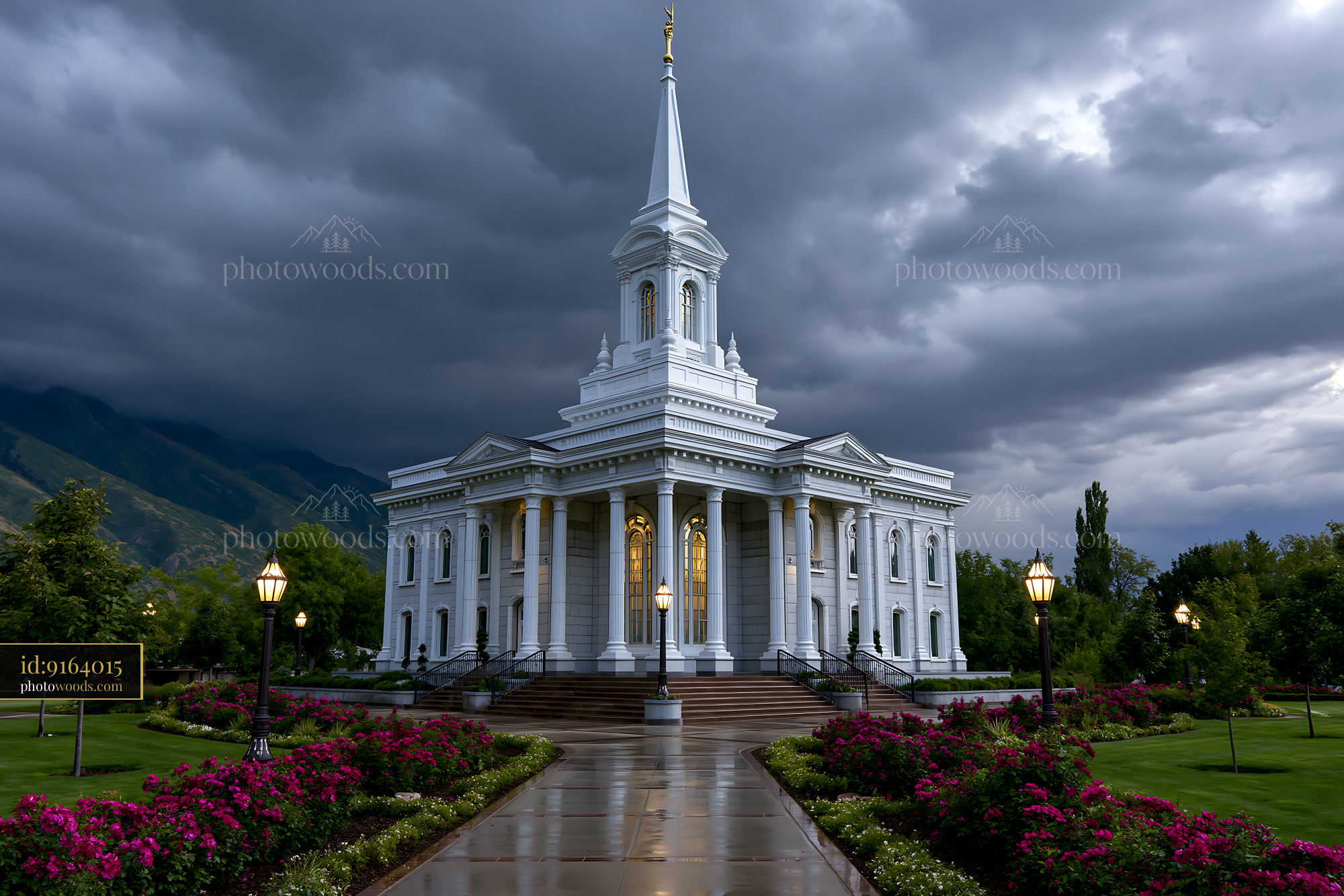 Mount Timpanogos Temple in Draper, Utah With Stormy Sky