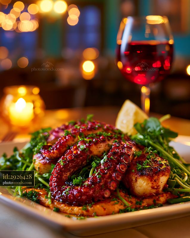Grilled Octopus Tentacle on Smoked Paprika Puree With Wine