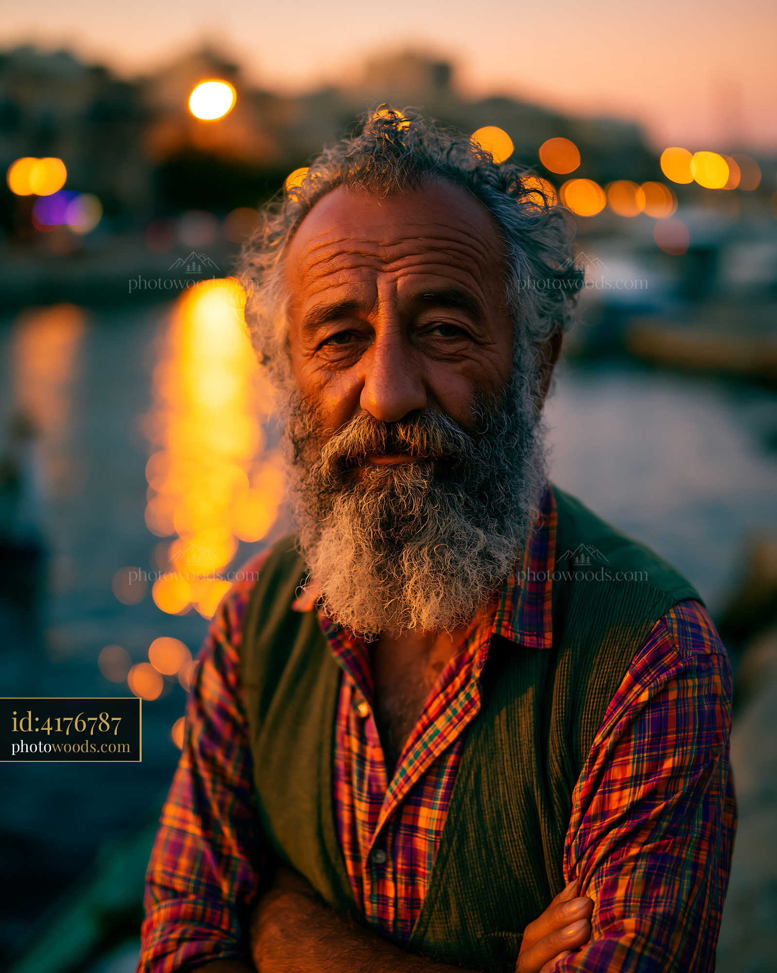 Man With Beard Standing by Water During Sunset With Warm Light