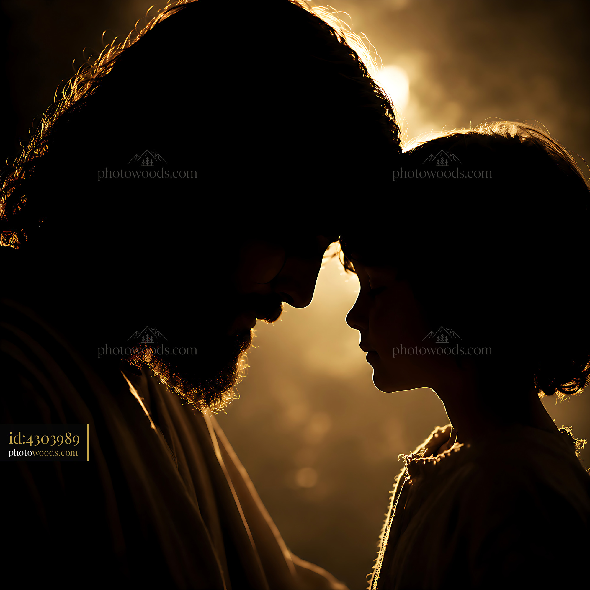 Father and Son Share a Moment in Silhouette at Dusk
