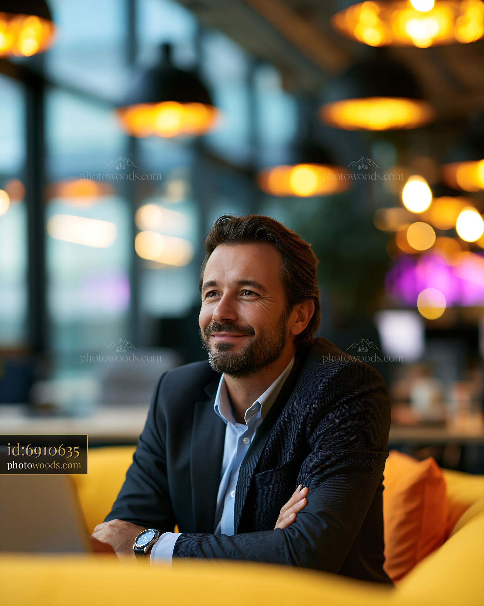 Man Using E-Government Portal in Modern Office Setting
