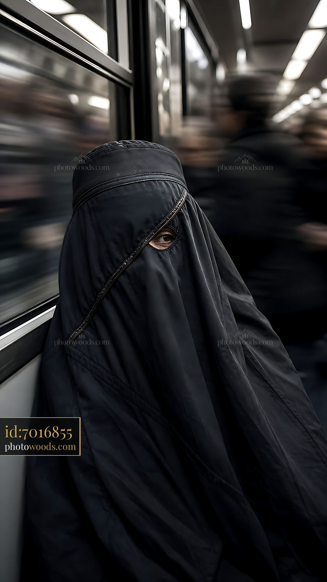 Person Wearing Black Attire Sitting in Subway Train During Commute