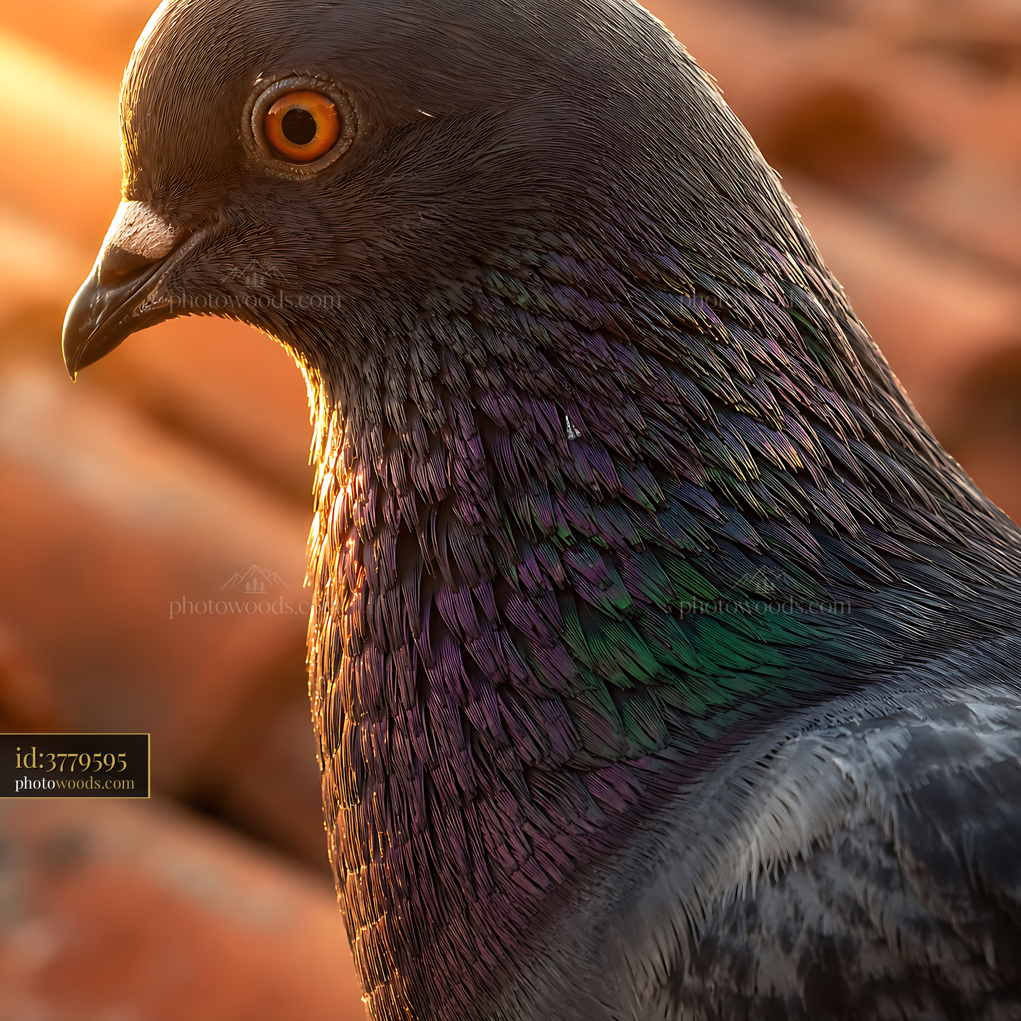 Pigeon Perched on a Rooftop During Sunset With Warm Light