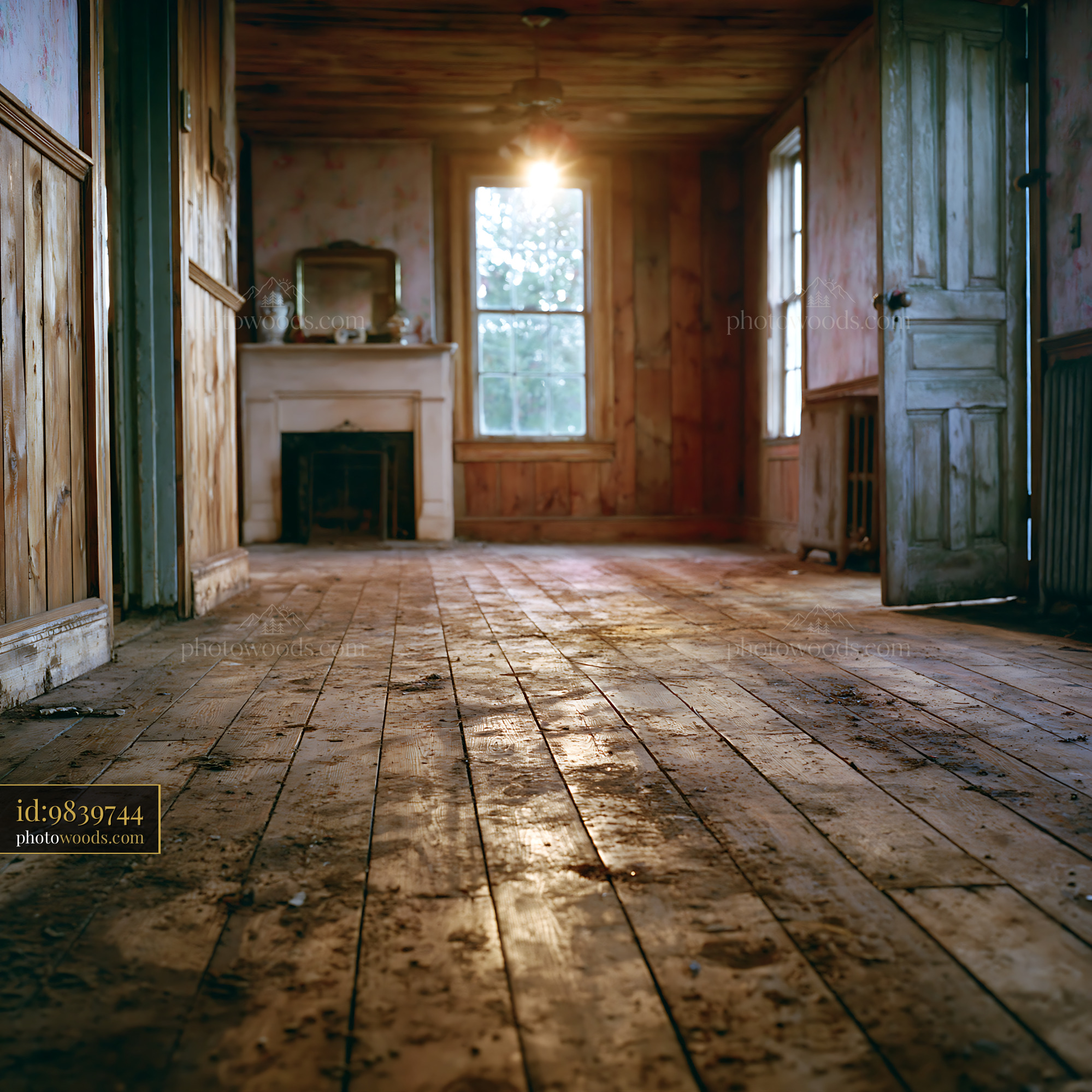 Drafty Wooden House Interior With Dirty Floor During Winter