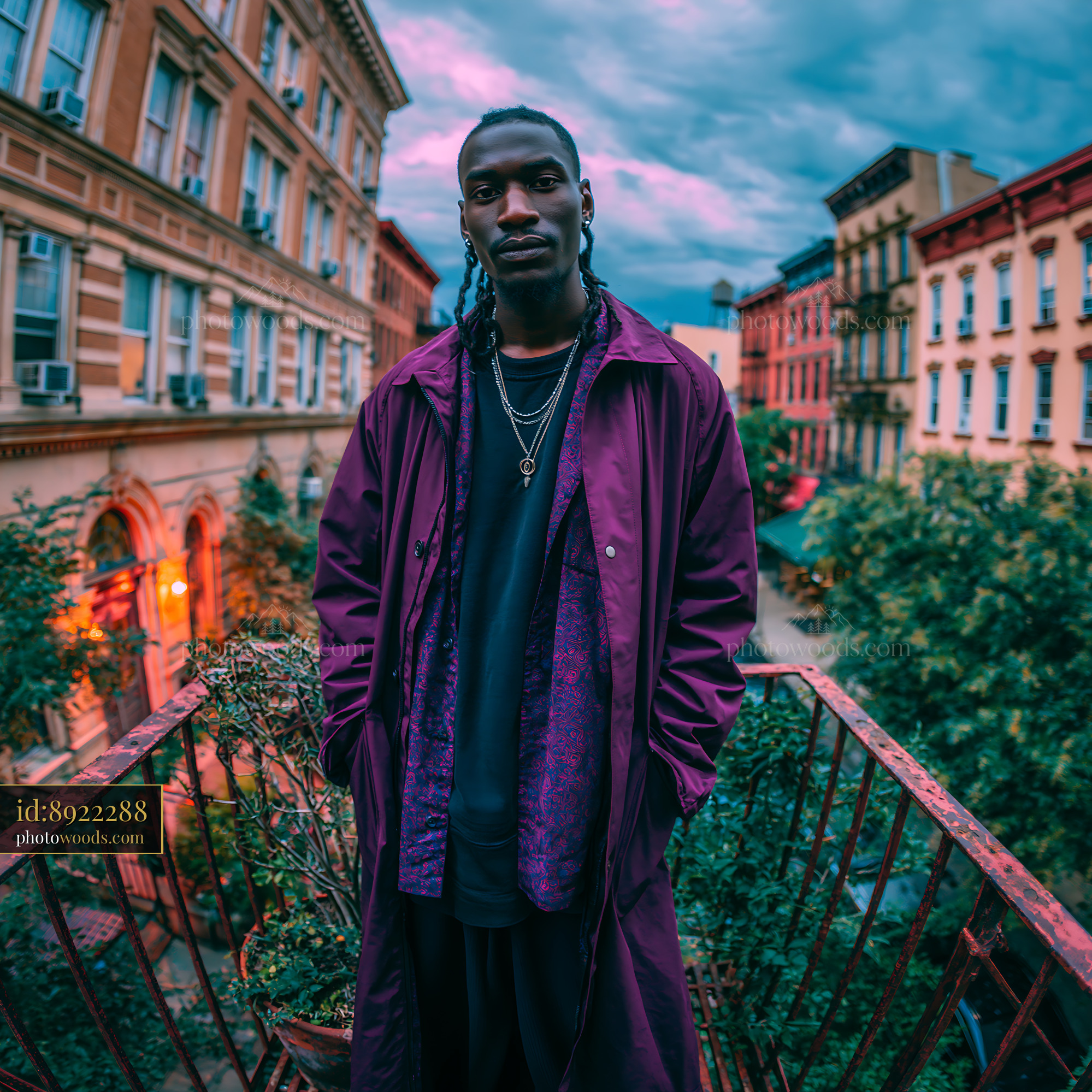 Tall Model in a Longline Technical Shell Coat in Urban Setting