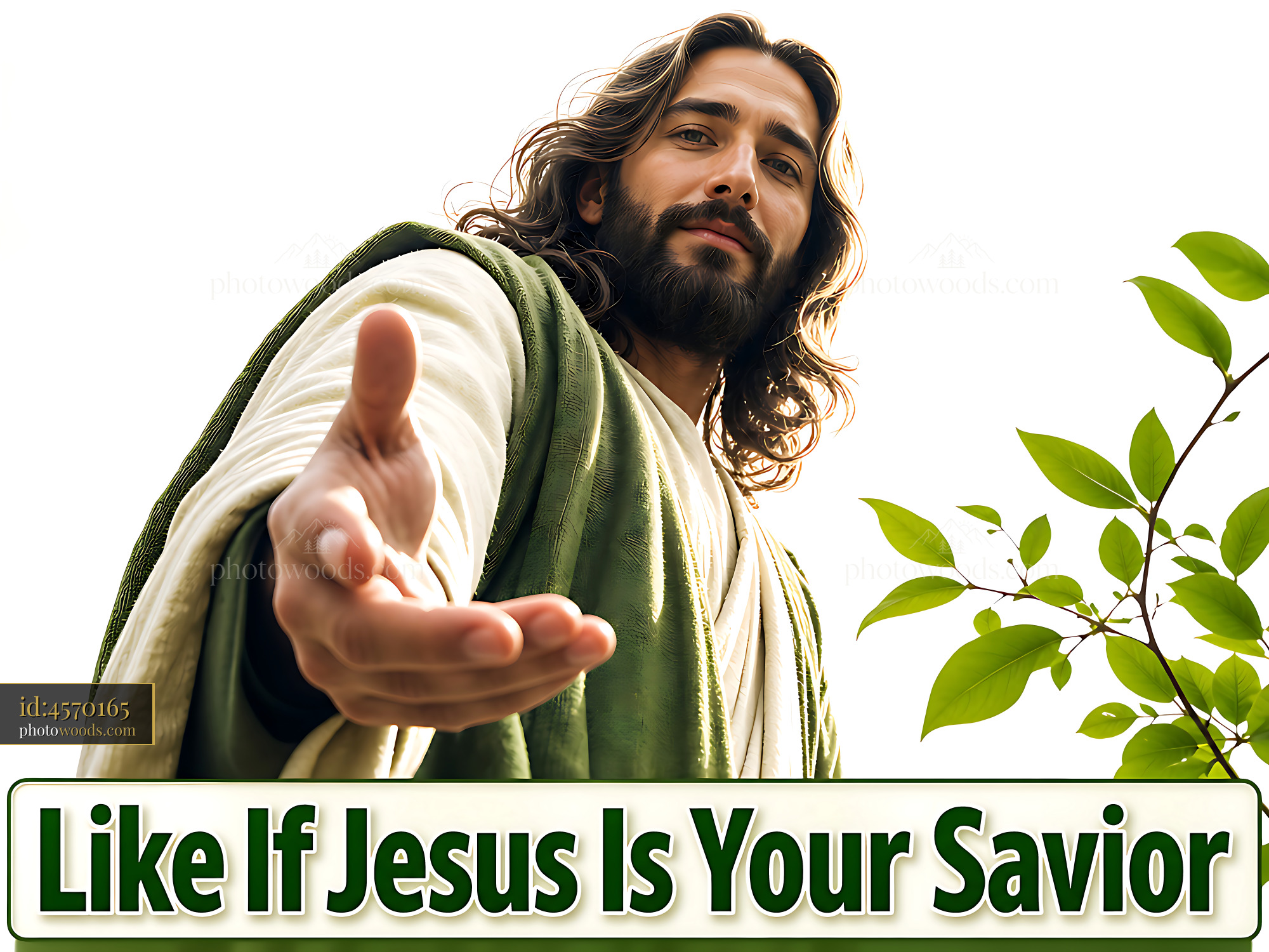 Jesus Reaching out With Open Hand, Inviting Belief and Faith