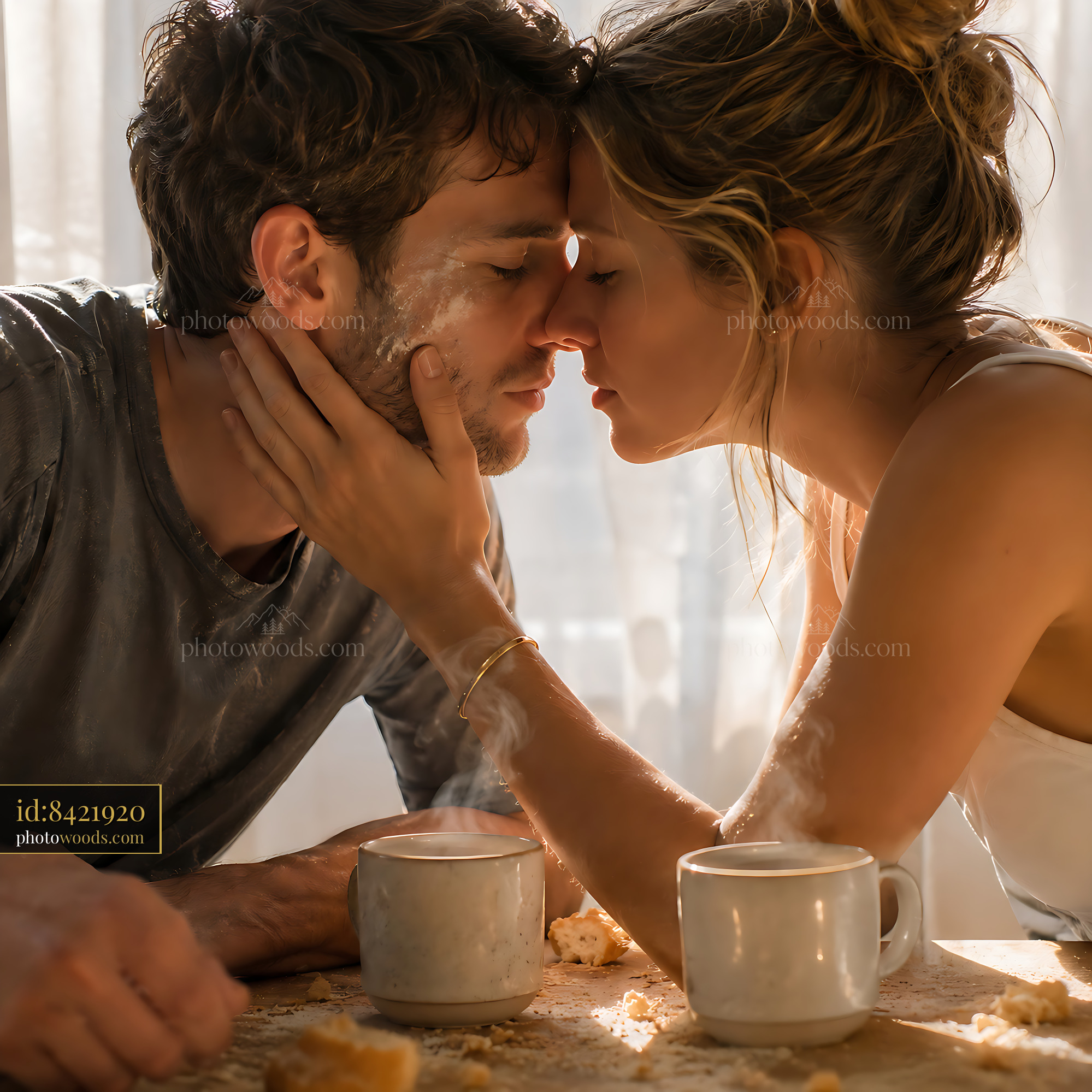 Couple Shares an Intimate Moment Over Coffee and Pastries