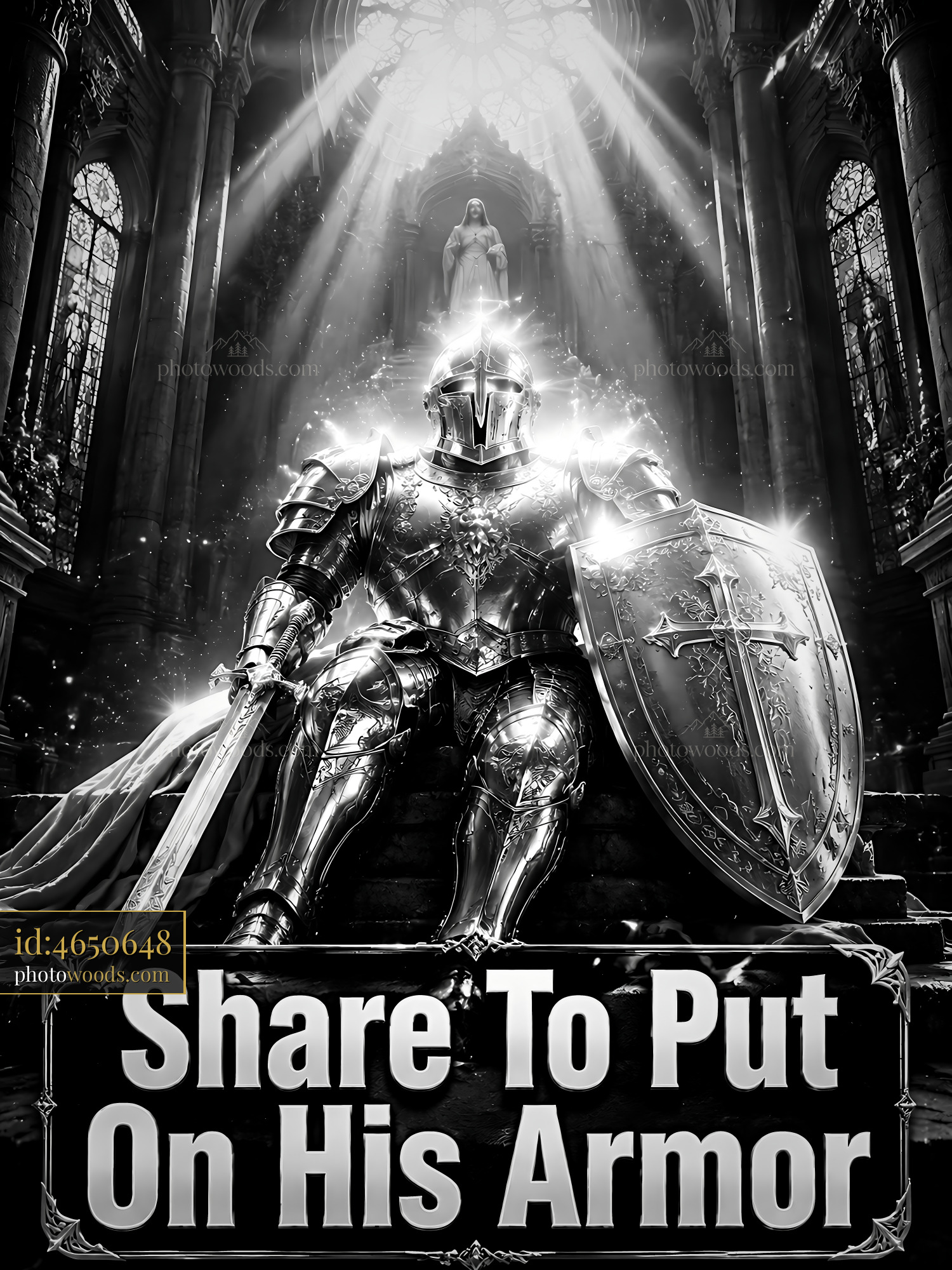 Knight Sitting on Throne in Dark Castle With Shining Armor