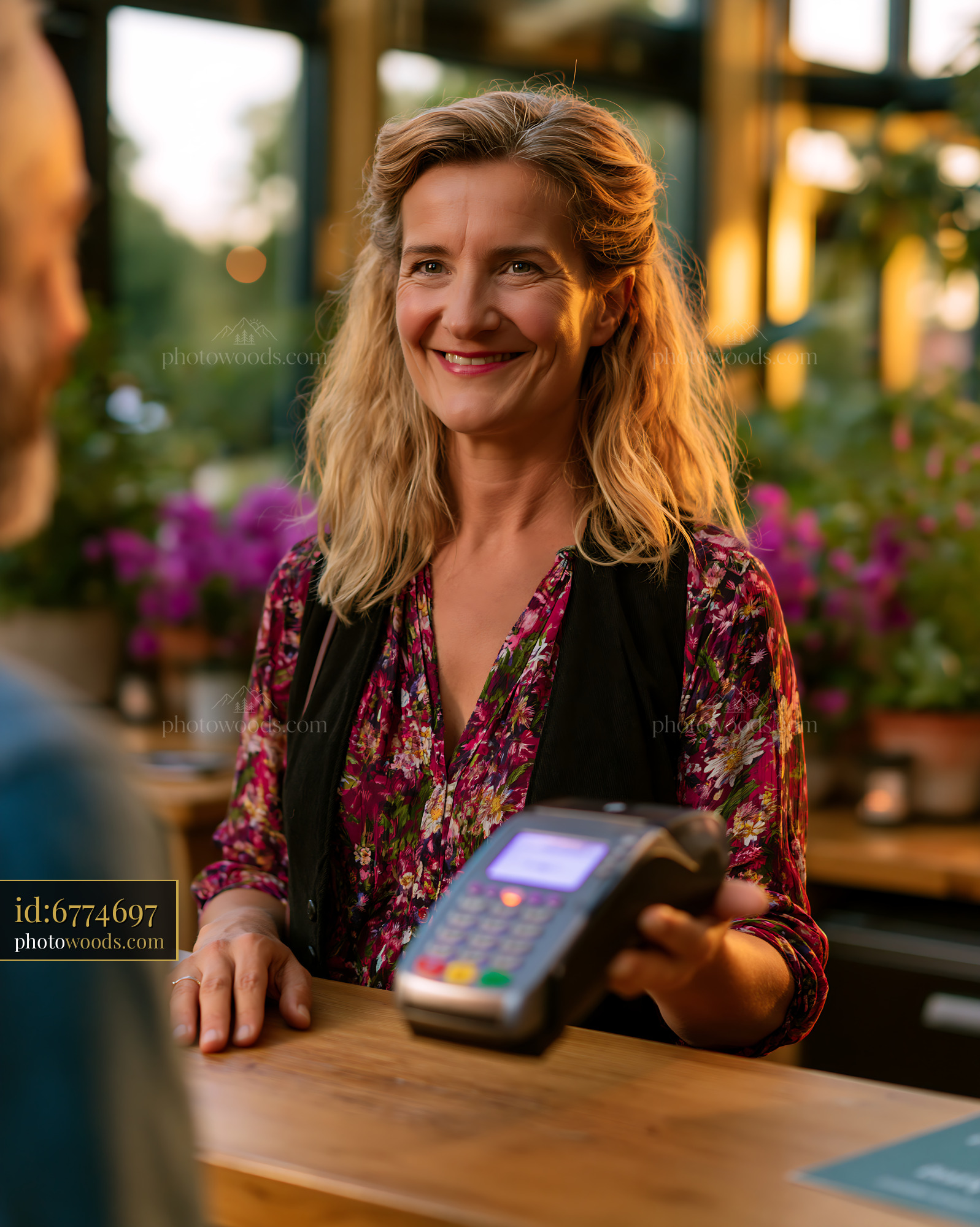Tax Consultant Assisting a Client at a Bright Service Counter