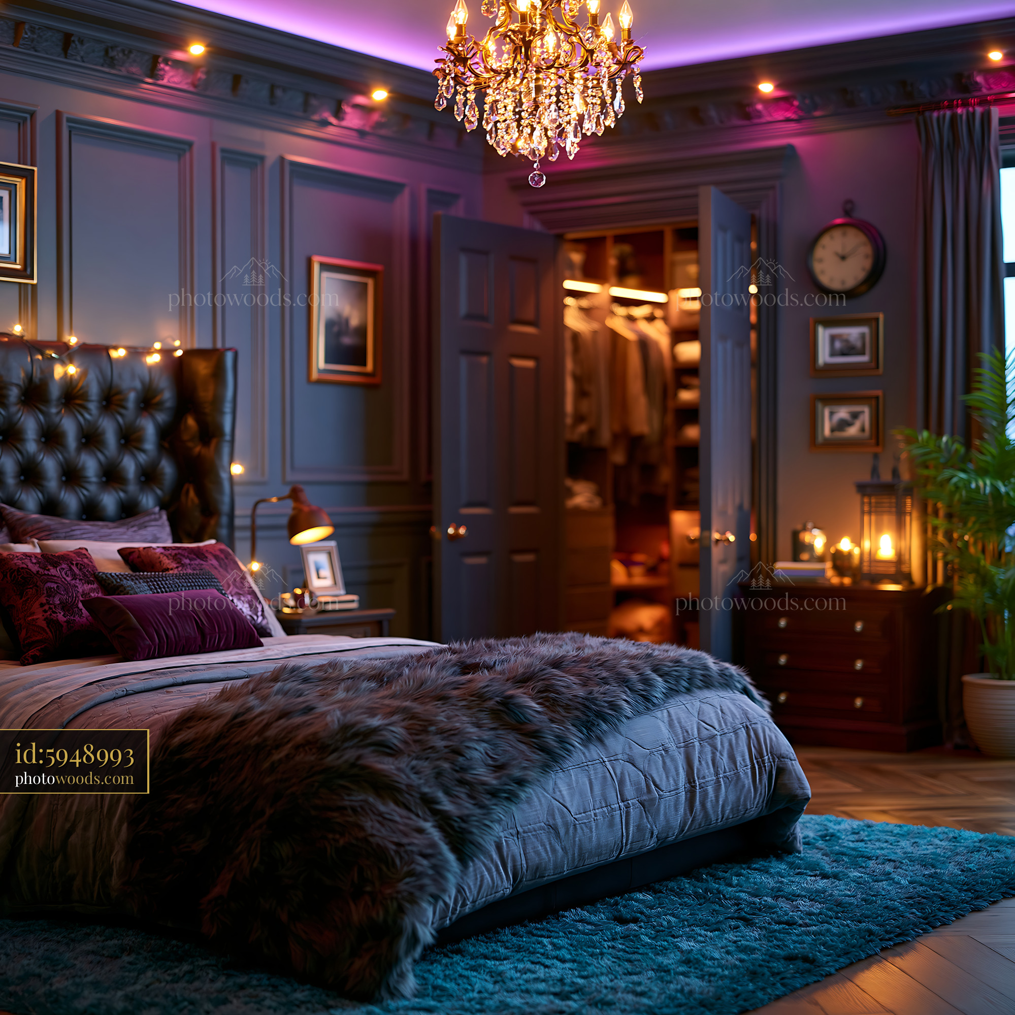 Masculine Bedroom in Charcoal Tones With Leather Accents and Decor