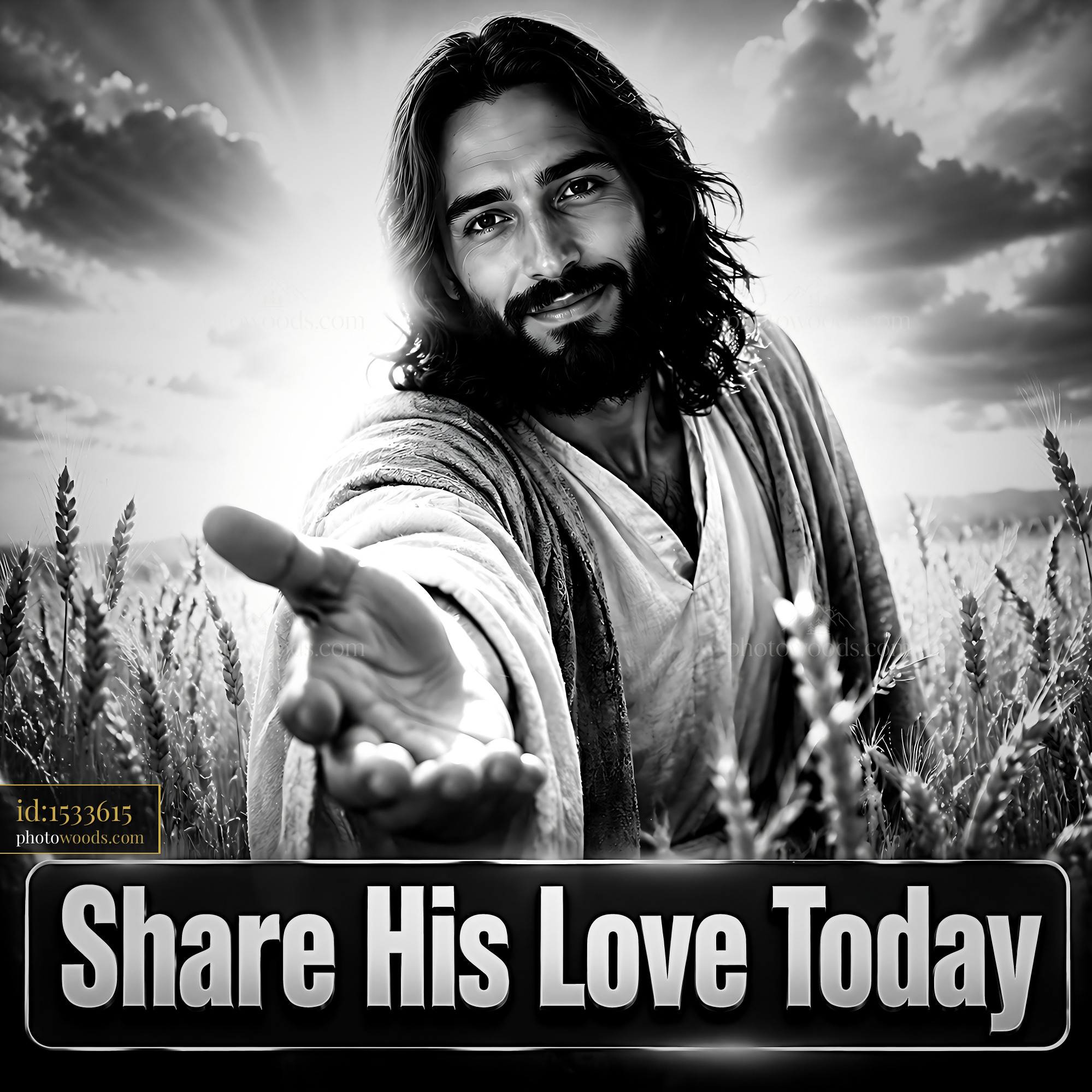 Man Reaching out With Love in Field Under Cloudy Sky