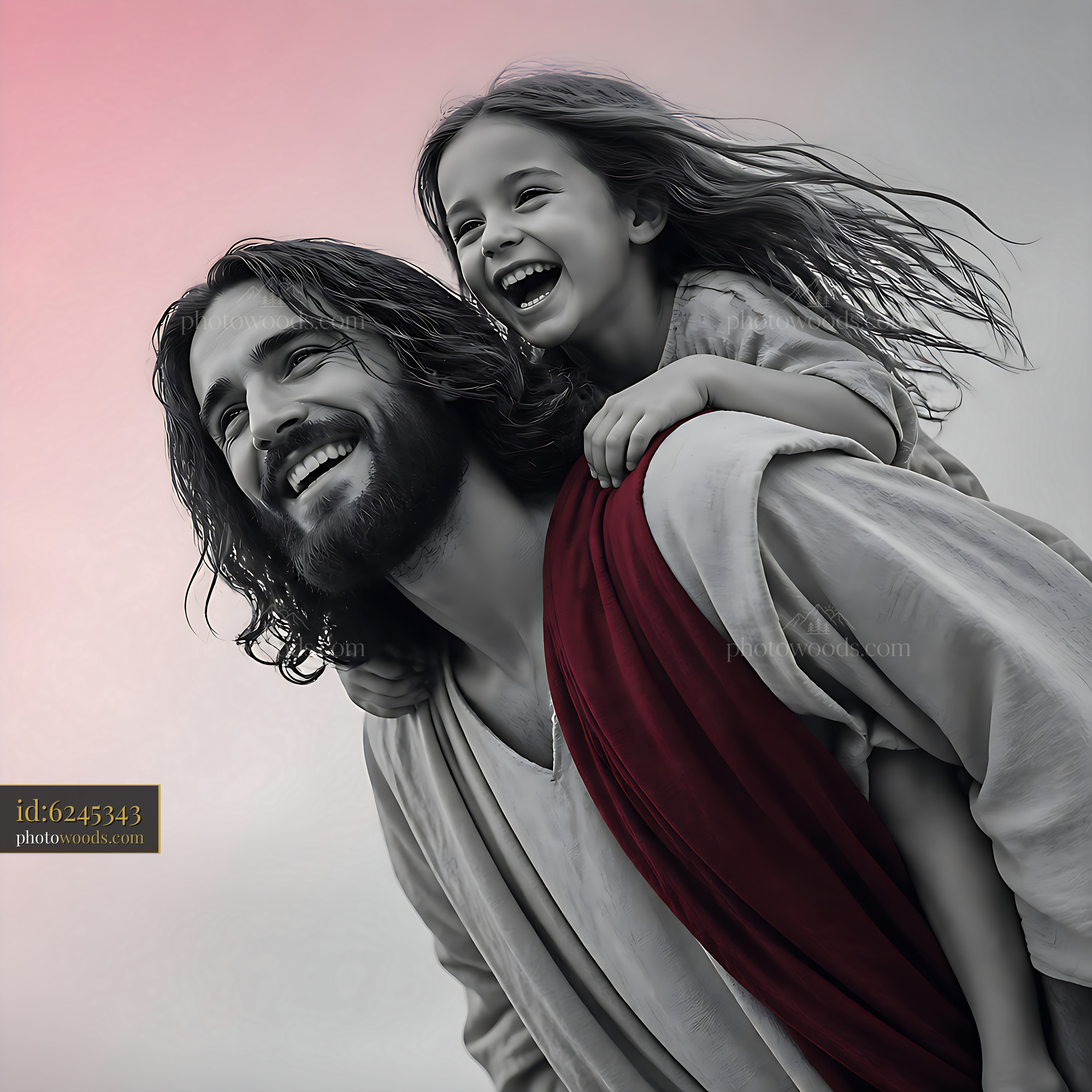 Man Carries Happy Girl While Smiling Outdoors in Bright Light