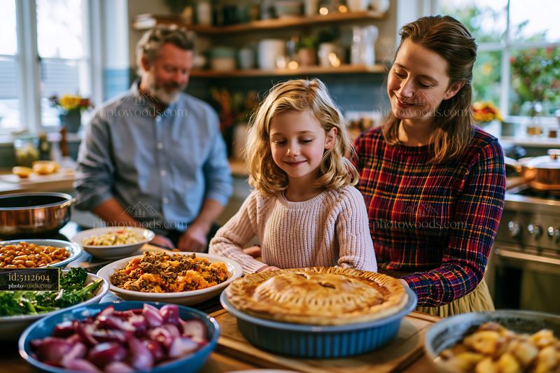 Family Preparing Traditional Festive Food Together