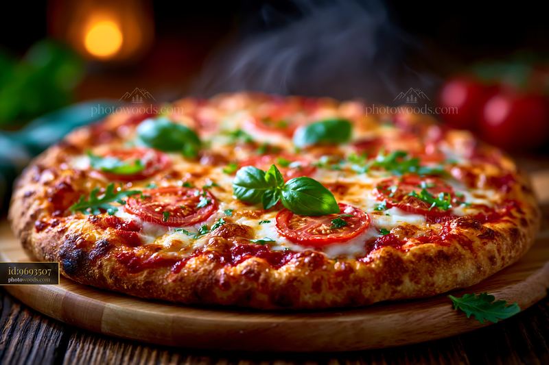 Wood Fired Margherita Pizza With Fresh Basil and Tomatoes