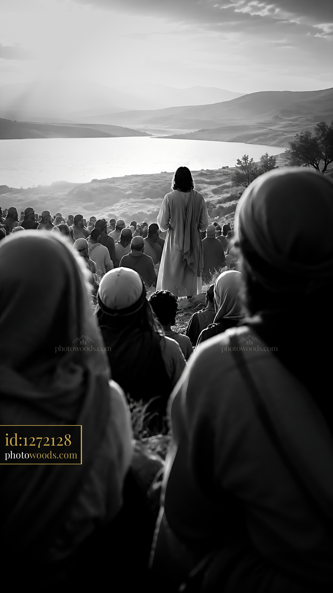 Jesus Speaks to a Large Crowd Near a Body of Water