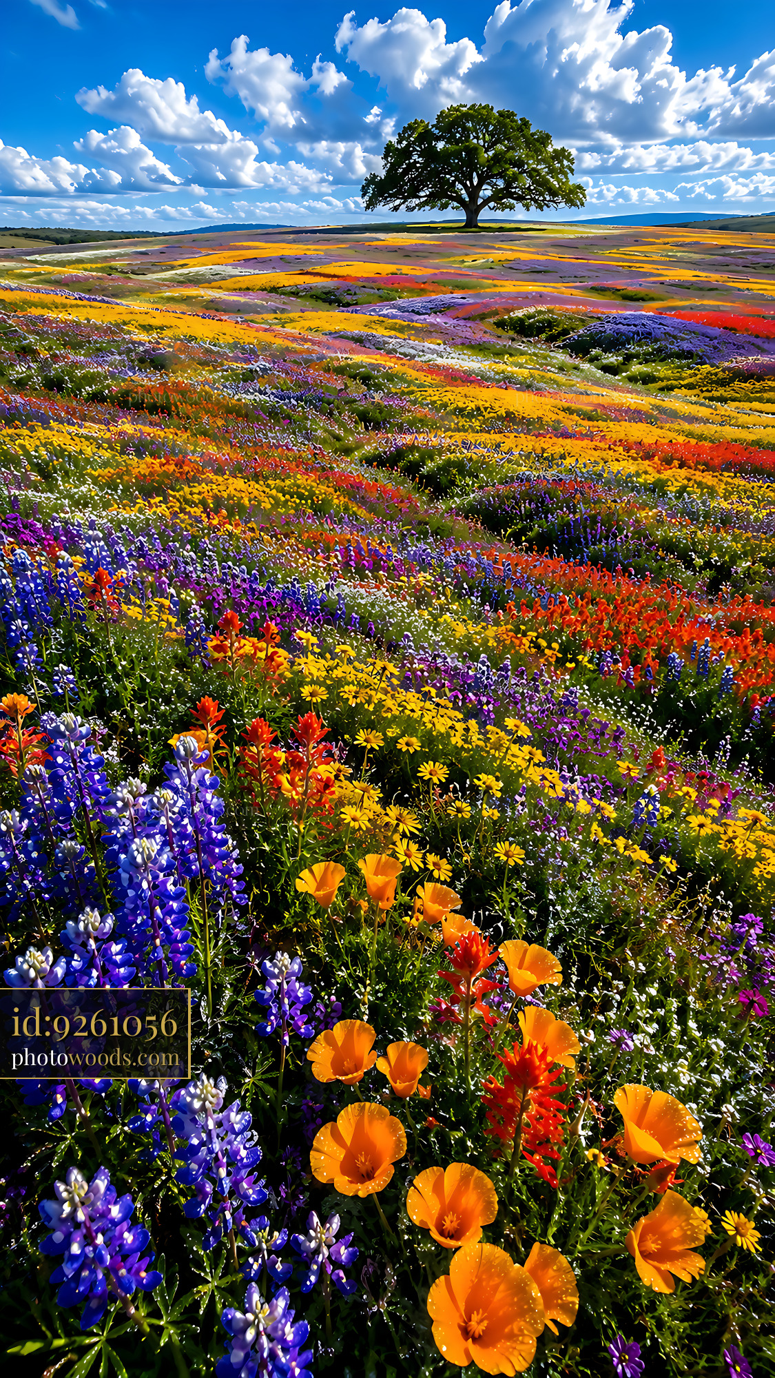 Wildflowers Bloom Across the Field Under a Bright Sky
