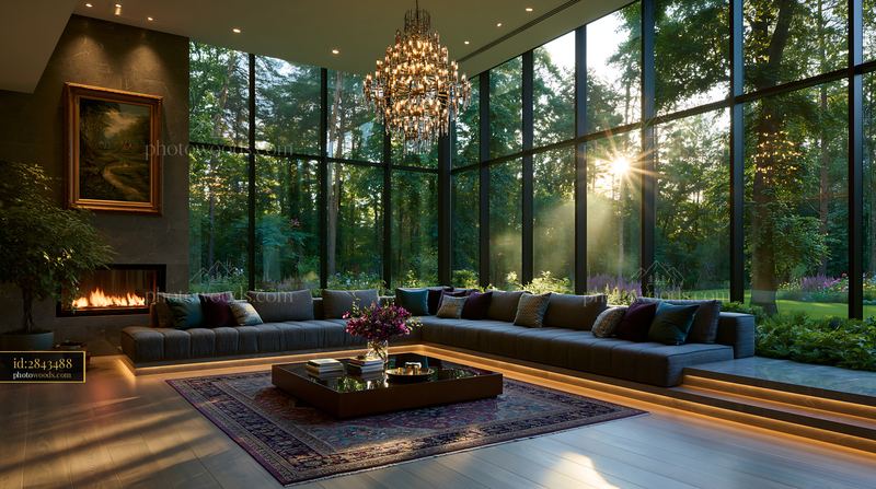 Contemporary Living Room With Sunken Seating and Large Windows
