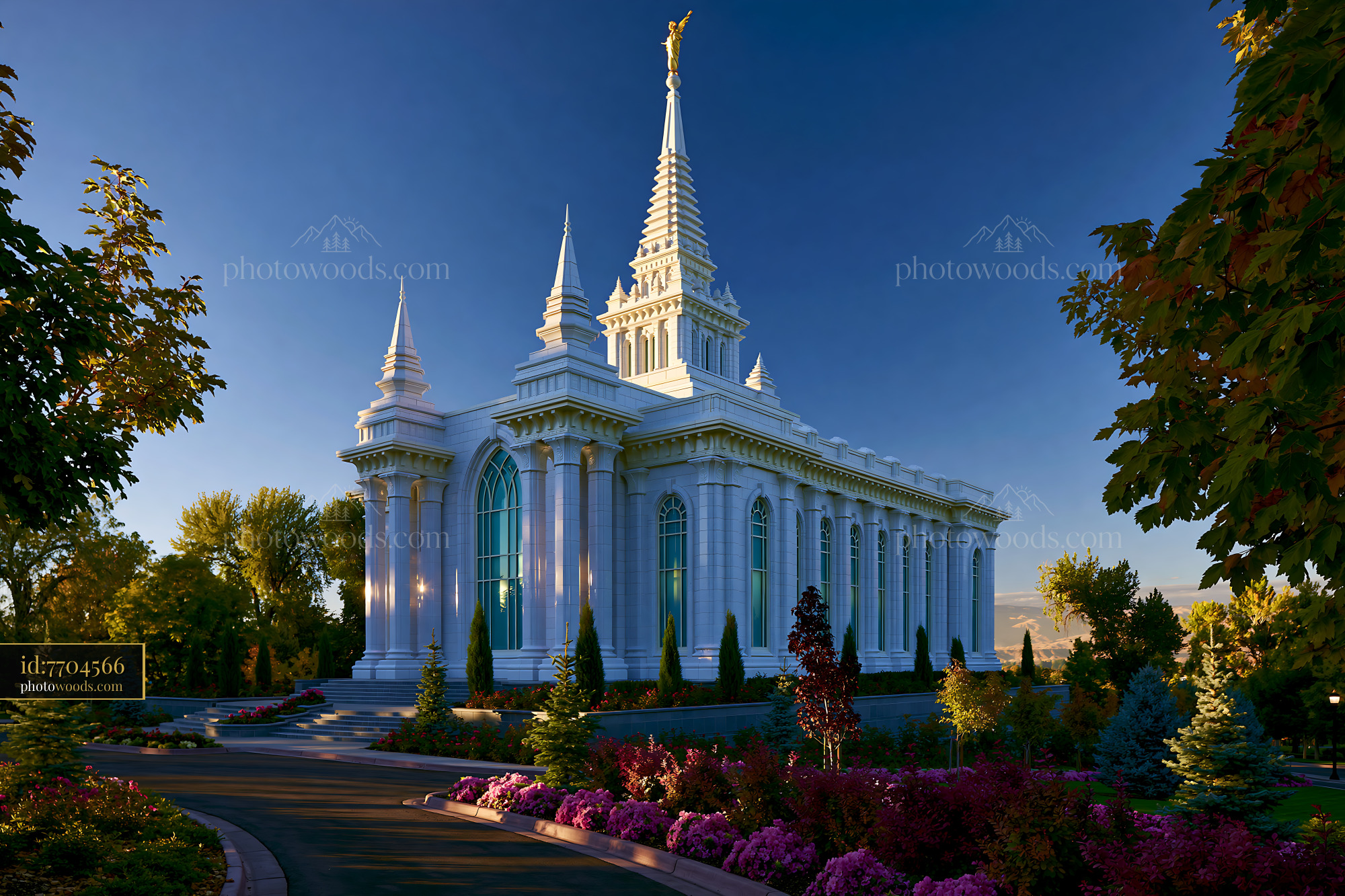 Boise Idaho Temple With Bright Landscaping During Sunny Day