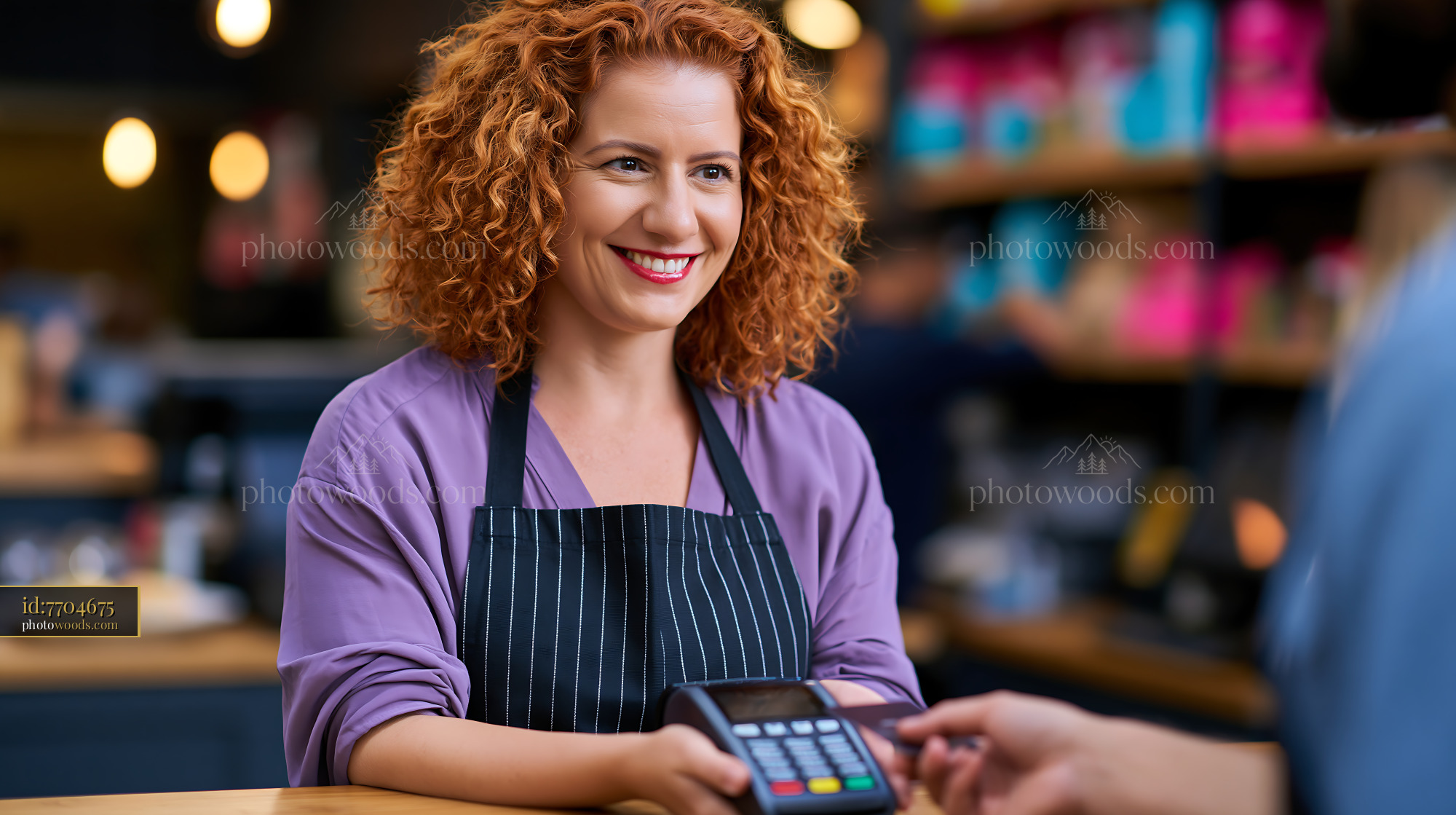 Young Professional at a Café Engaging in a Customer Transaction