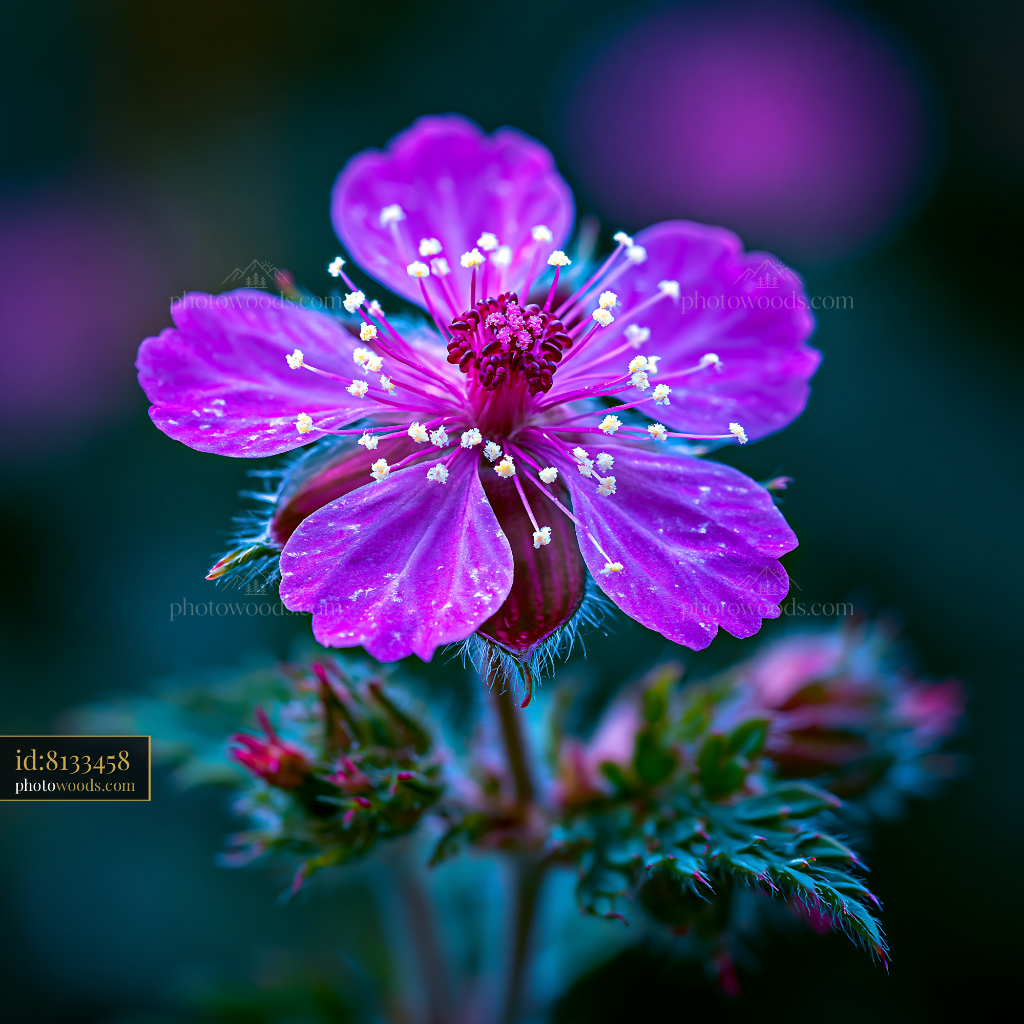 Flower Blooms With Vibrant Purple Petals and Fine Details