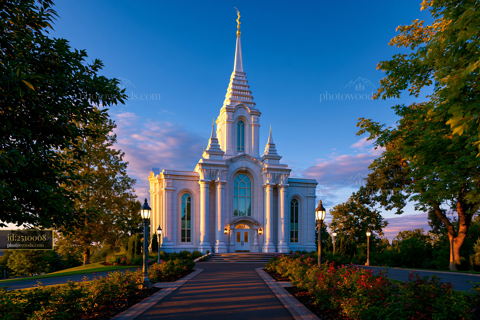 Medford Temple Architecture at Golden Hour in Oregon, USA