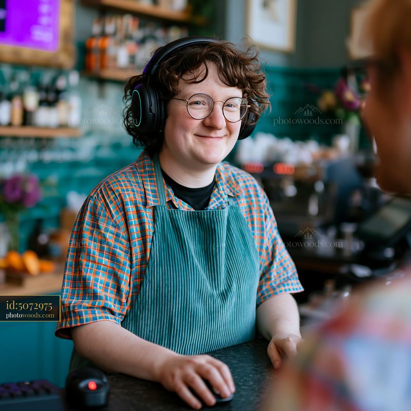 Neurodivergent Employee Wearing Noise Cancelling Headphones