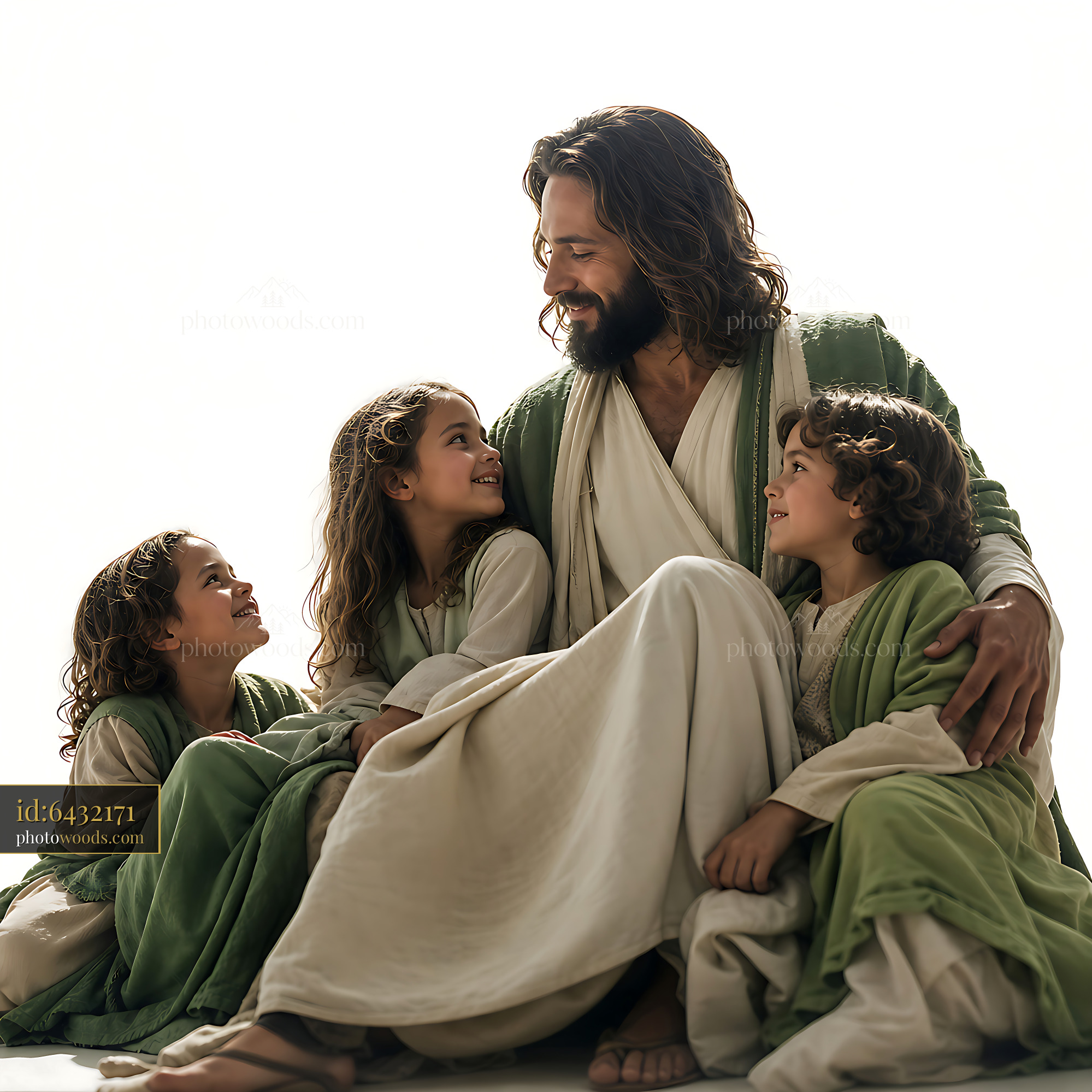 Jesus Interacts With Children in a Bright, Simple Setting
