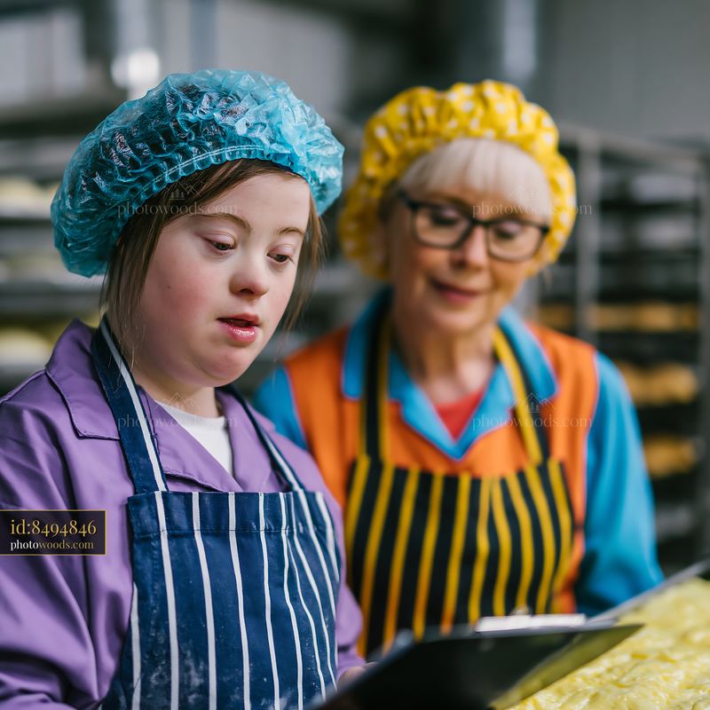 Young Woman With Down Syndrome Learning in Bakery Setting