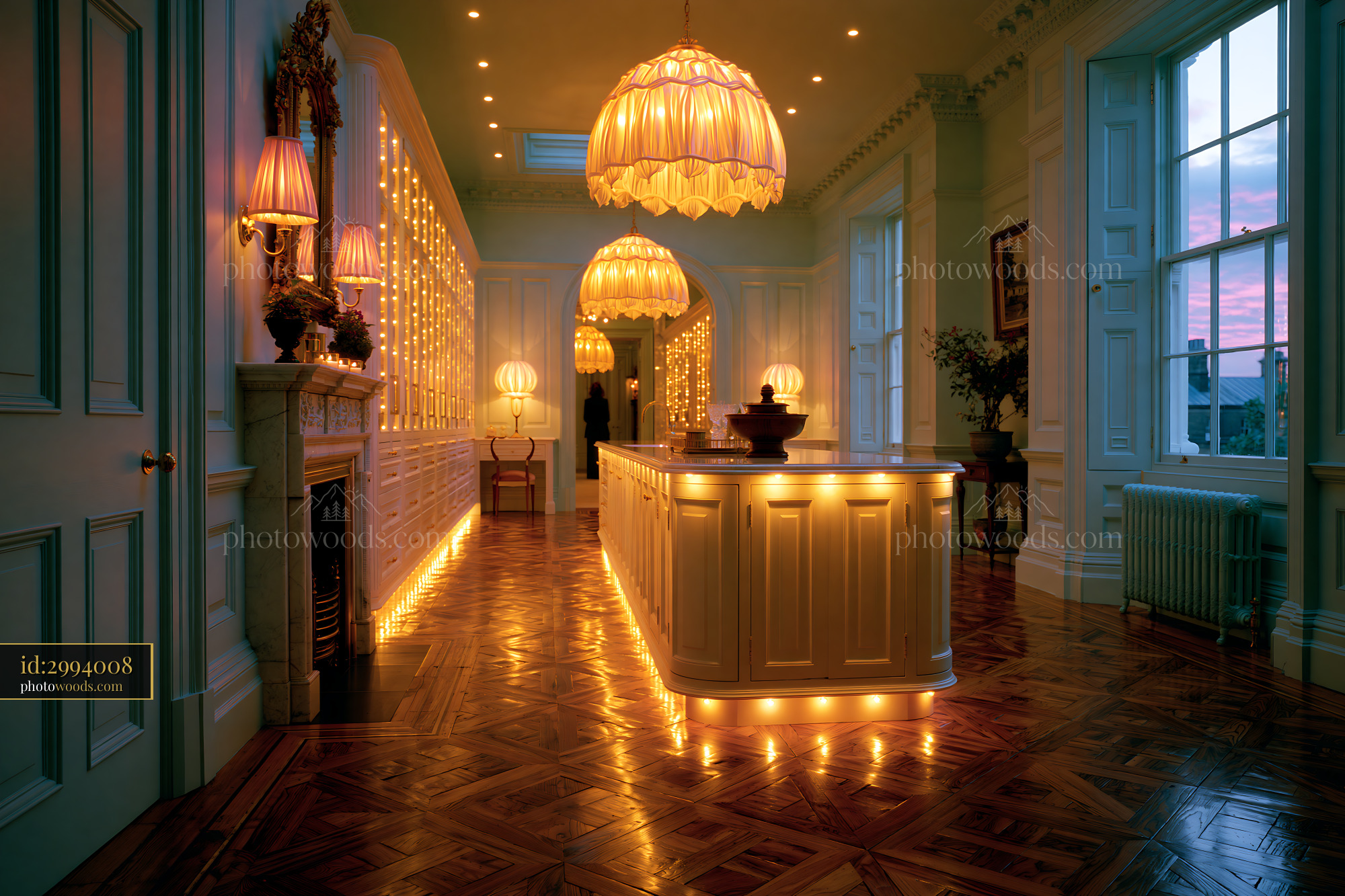 Elegant Dressing Room With Warm Lighting in Grand Setting