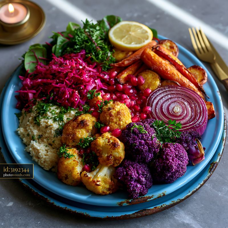 Vibrant Buddha Bowl With Roasted Vegetables and Fresh Herbs