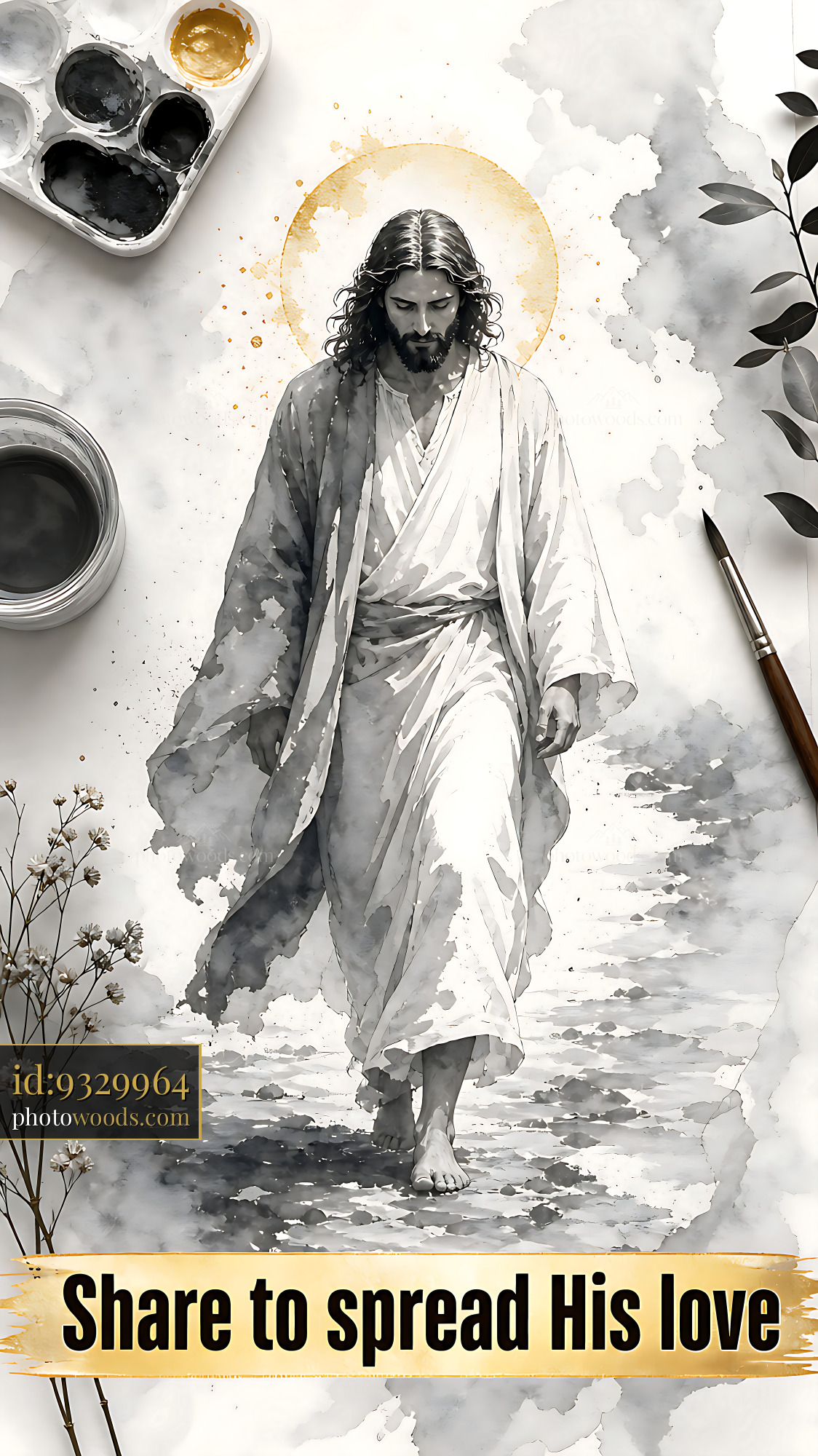 Jesus Walking on Water With a Message of Love and Sharing