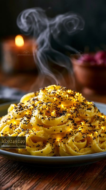 Handmade Tagliatelle With Shaved Truffle on a Plate