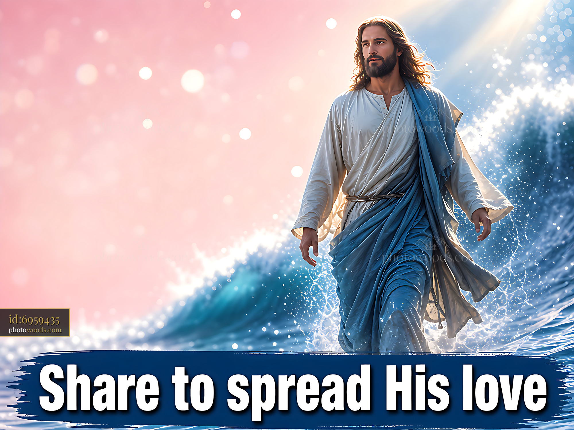 Jesus Walks on Water While Spreading Love to the Crowd