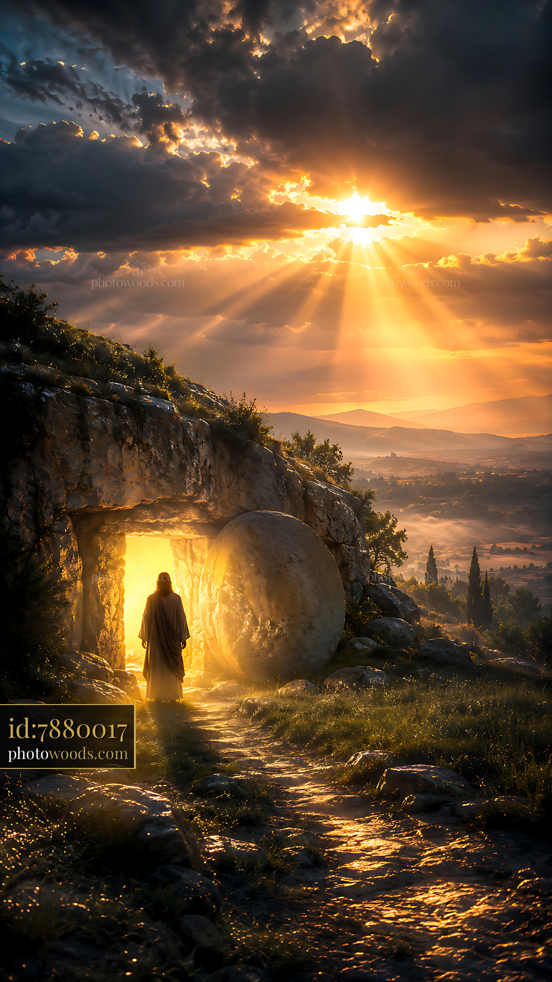 Light Emerges From the Cave as a Figure Stands in the Doorway