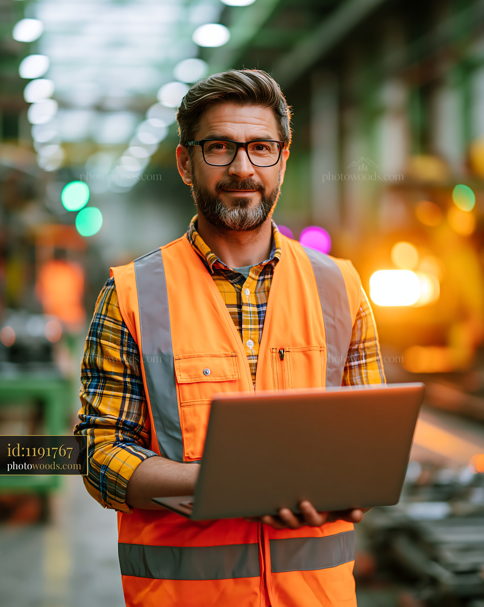 Worker Using E Government Portal in Warehouse Setting