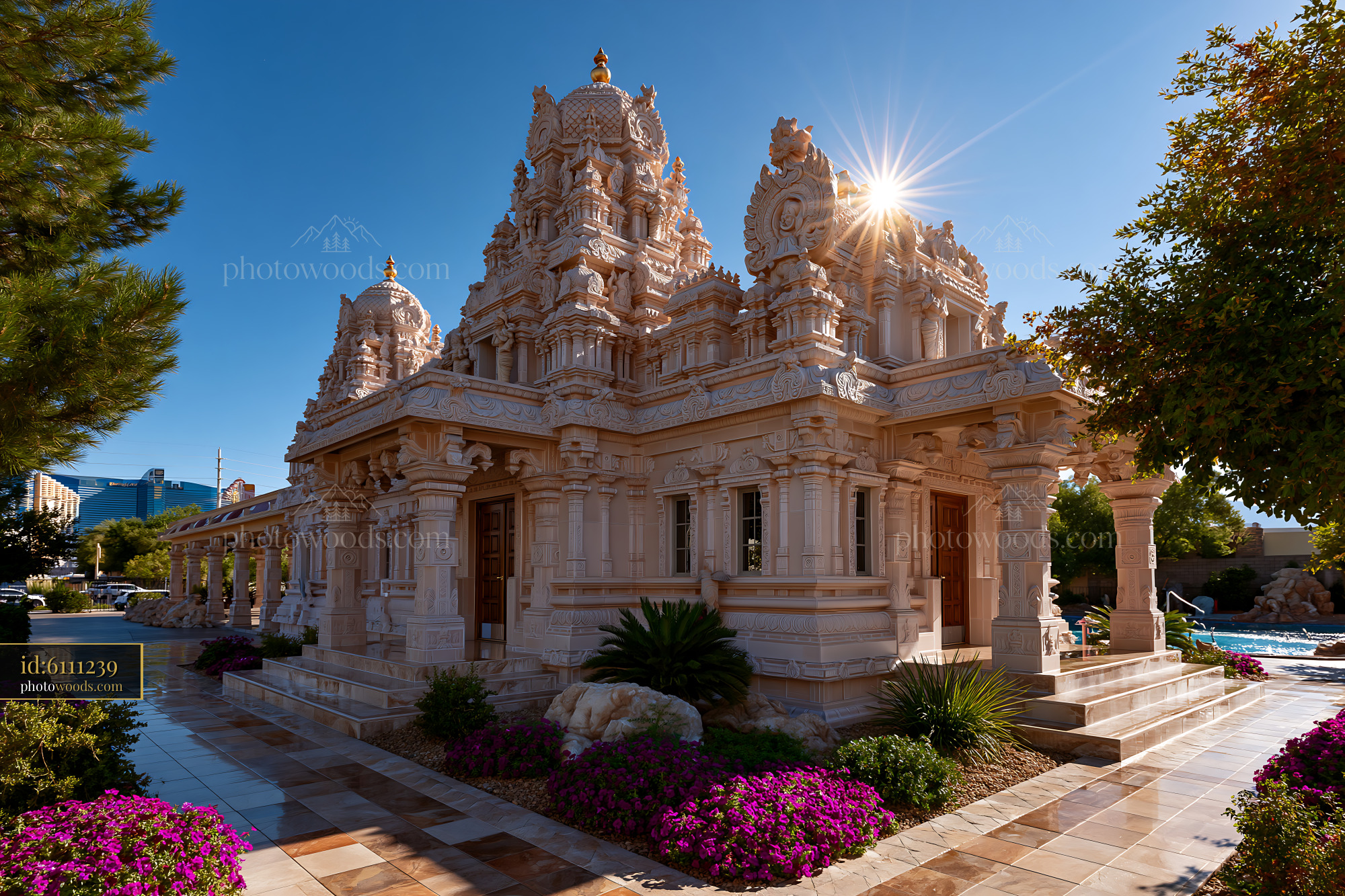 Hindu Temple Architecture in Las Vegas, Nevada During Daylight