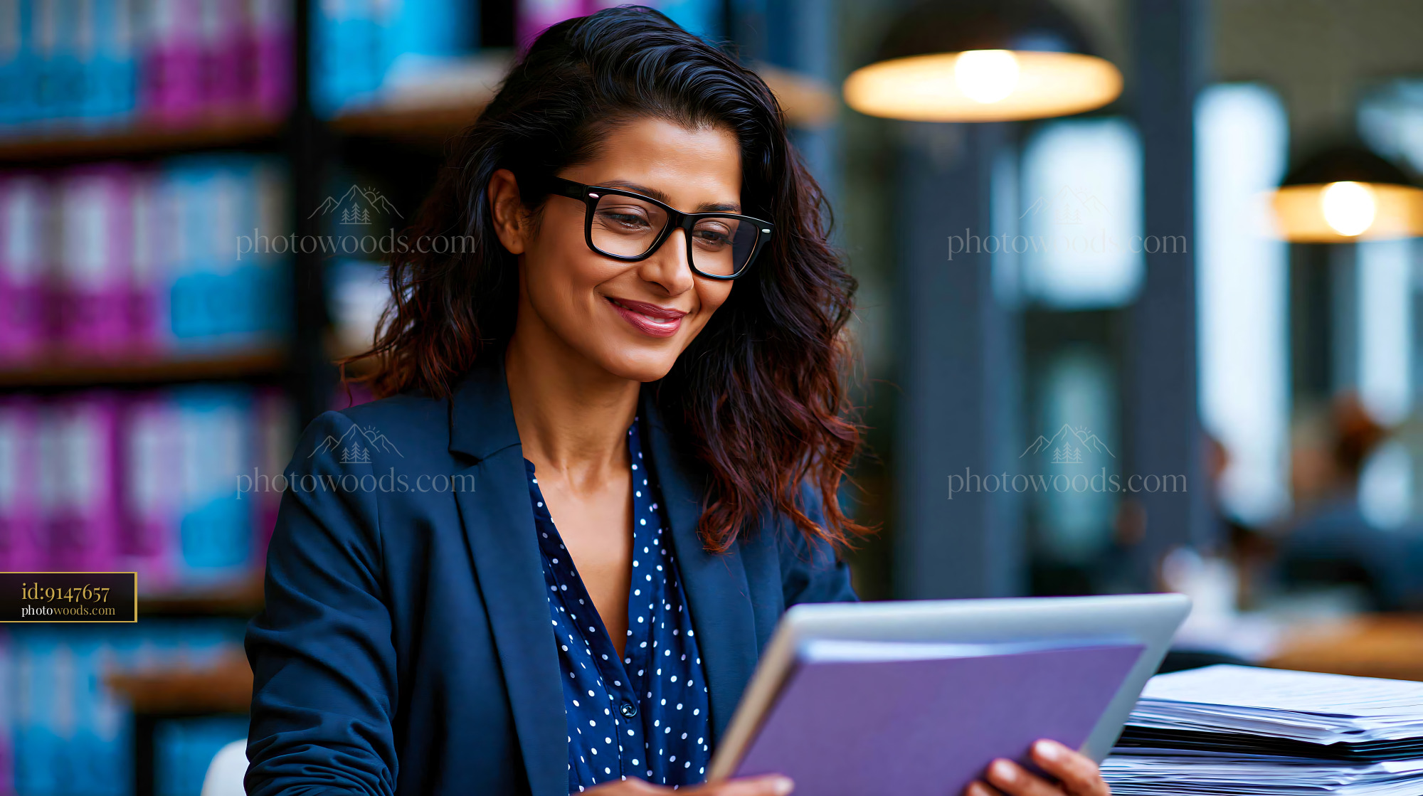 Compliance Officer Reviewing Files in Office Environment