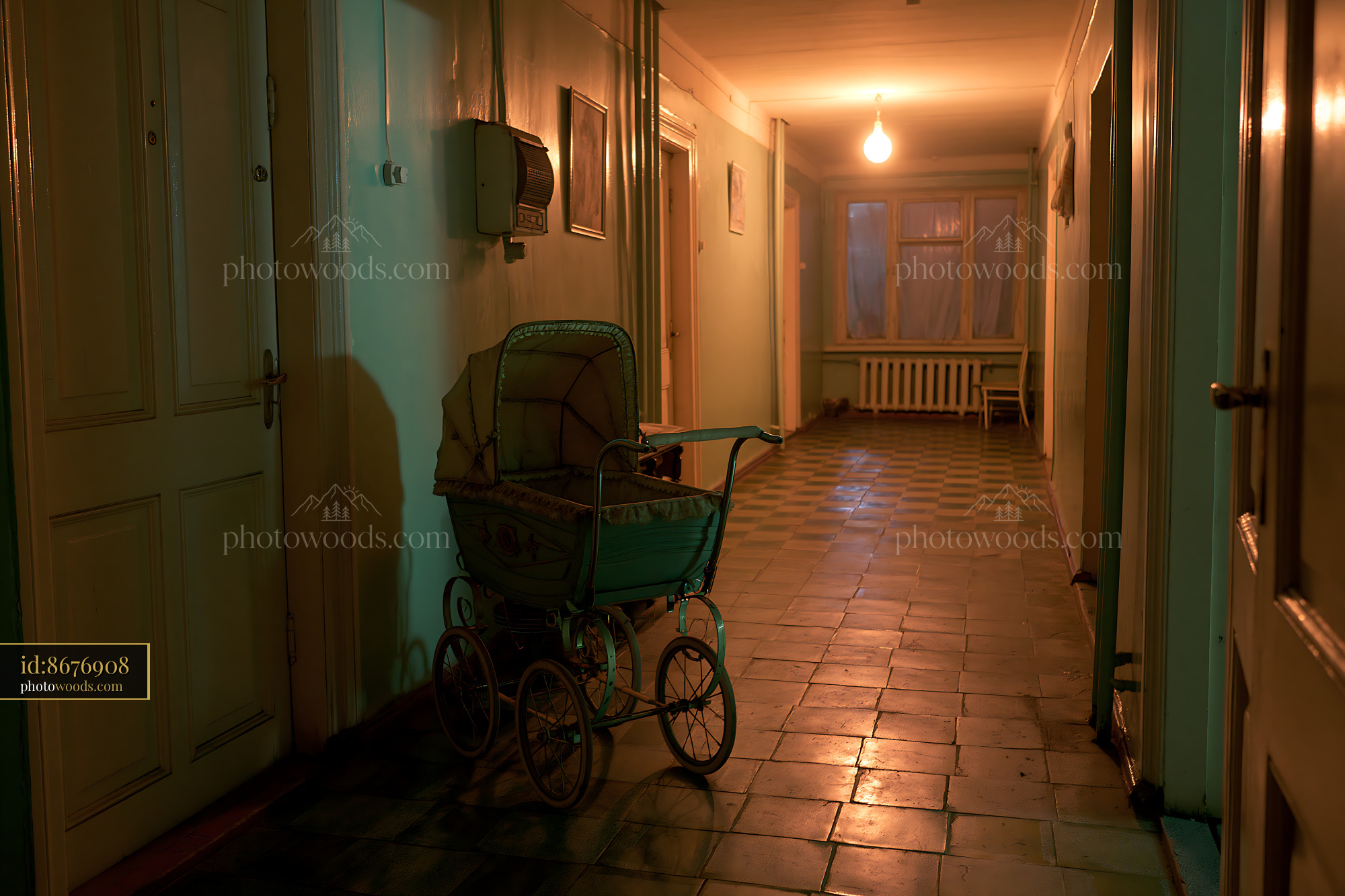 Abandoned Hallway in a Dim Soviet Apartment Building