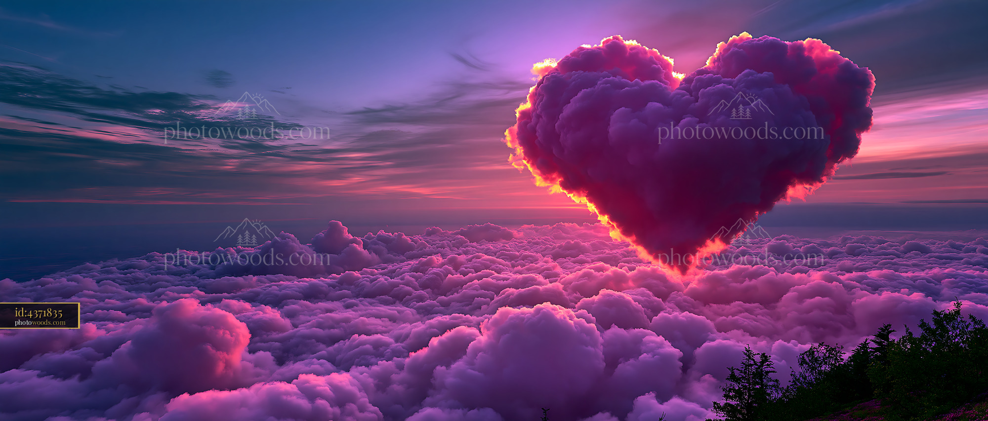 Heart Shaped Cloud at Sunset Above a Sea of Clouds