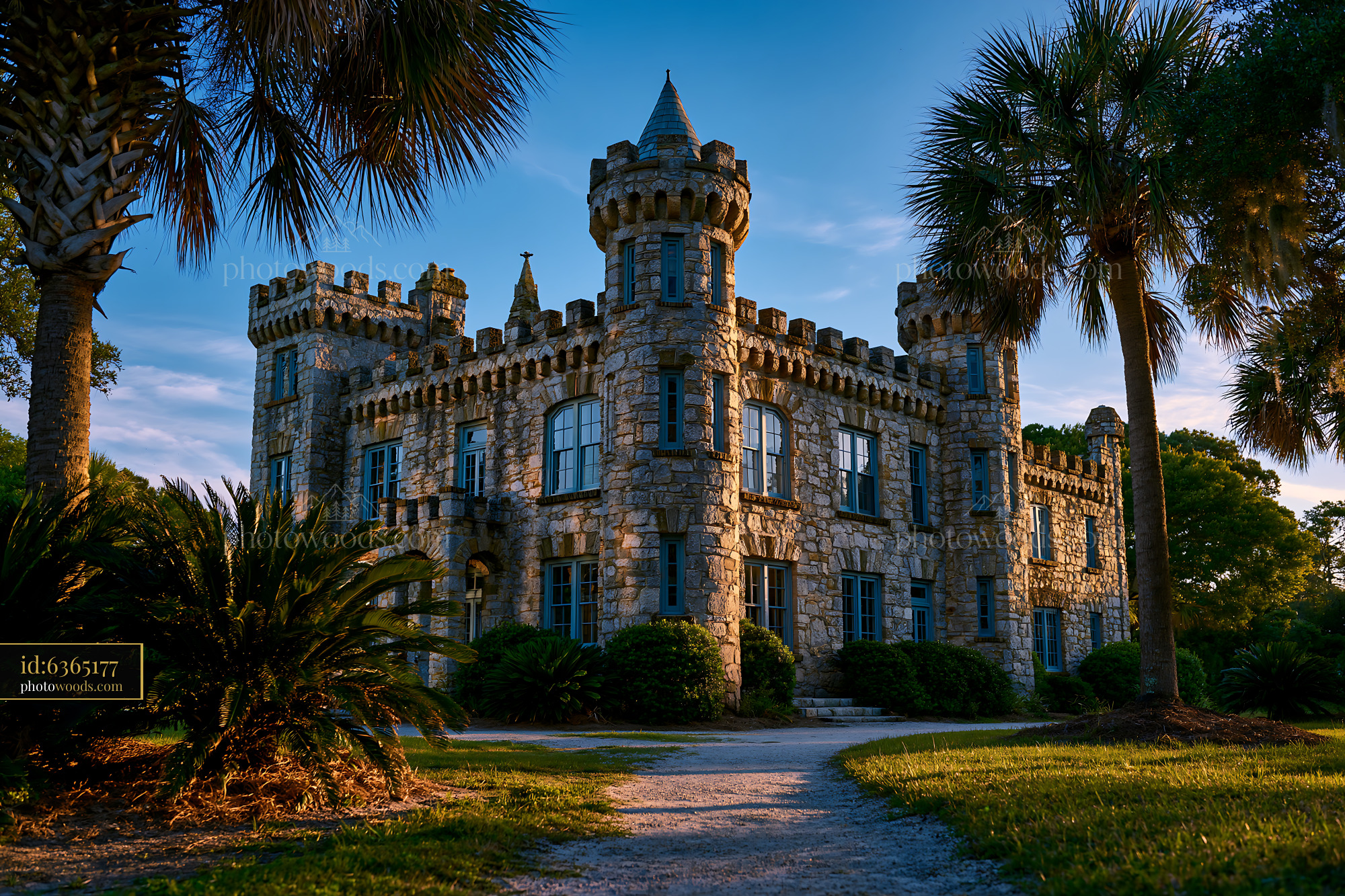 Castle Built With Stone Surrounded by Palm Trees in Florida