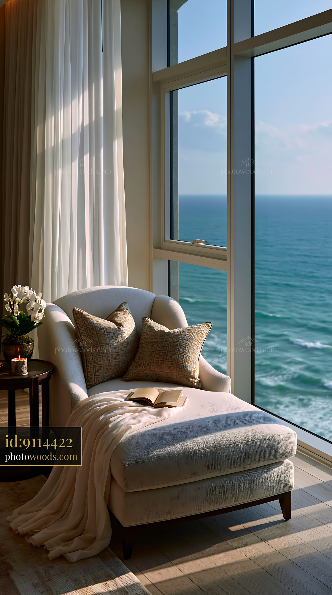 Coastal Luxury Bedroom With Ocean View in White and Sand Tones