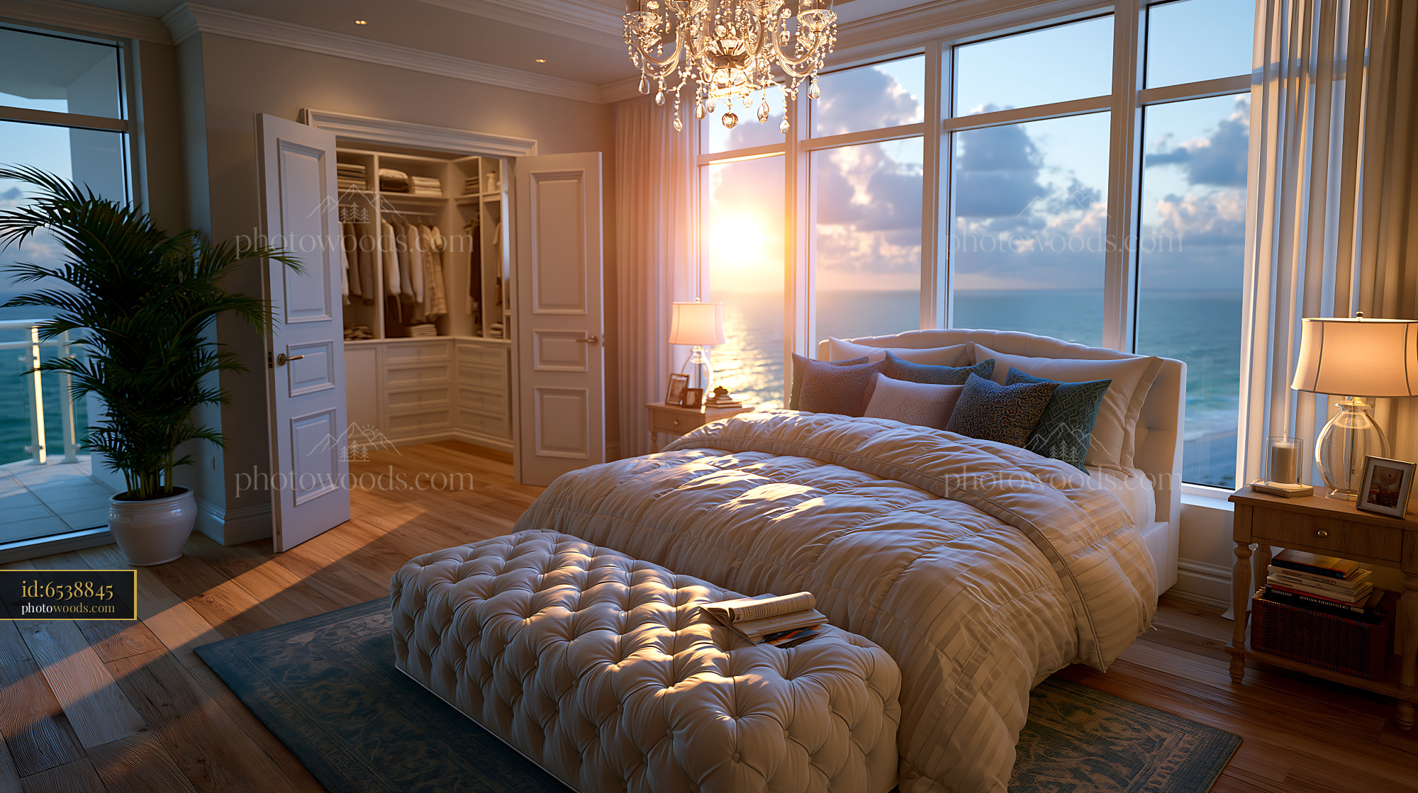 Coastal Luxury Bedroom With Ocean View at Sunset