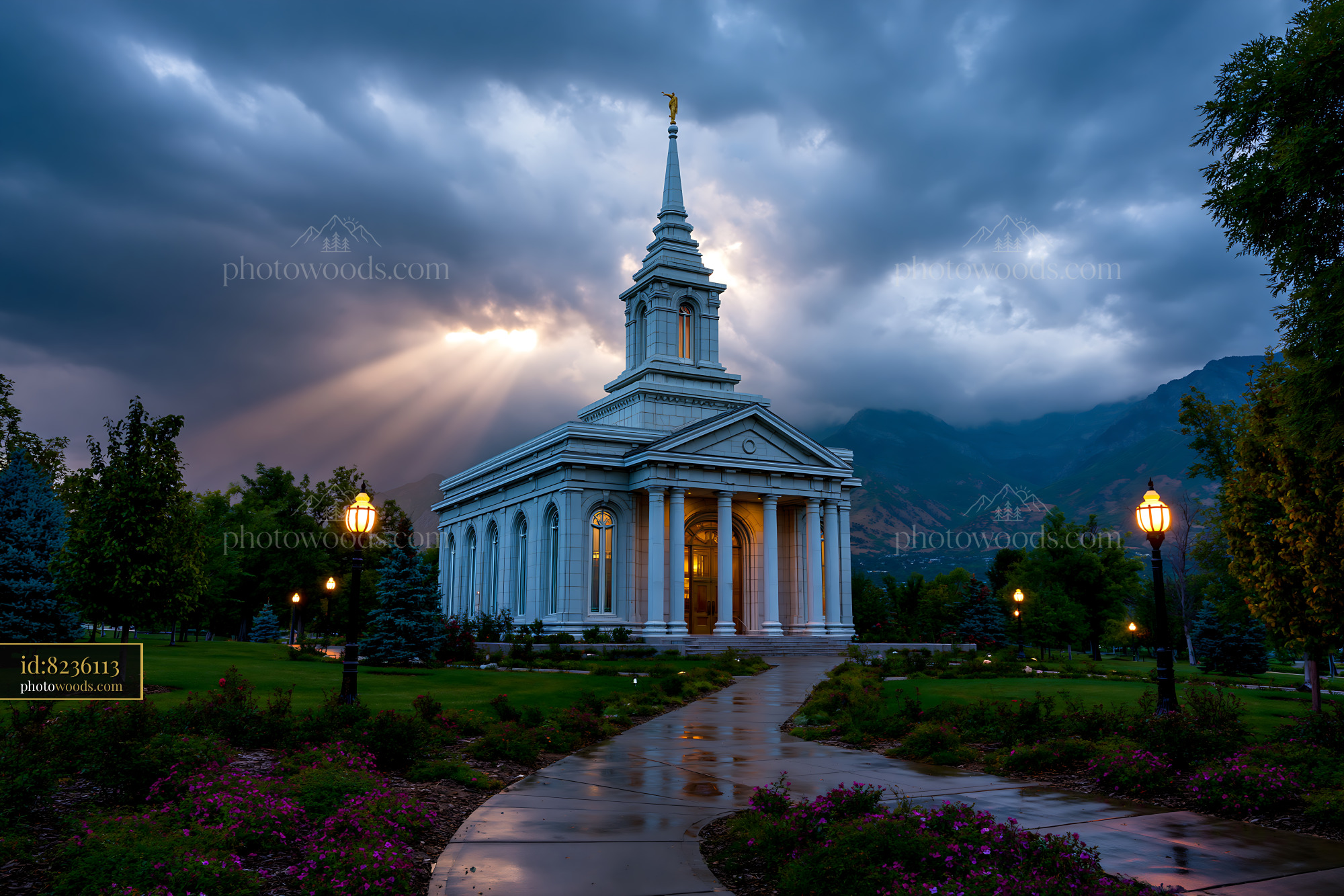 Mount Timpanogos Temple in Utah With Dramatic Sky