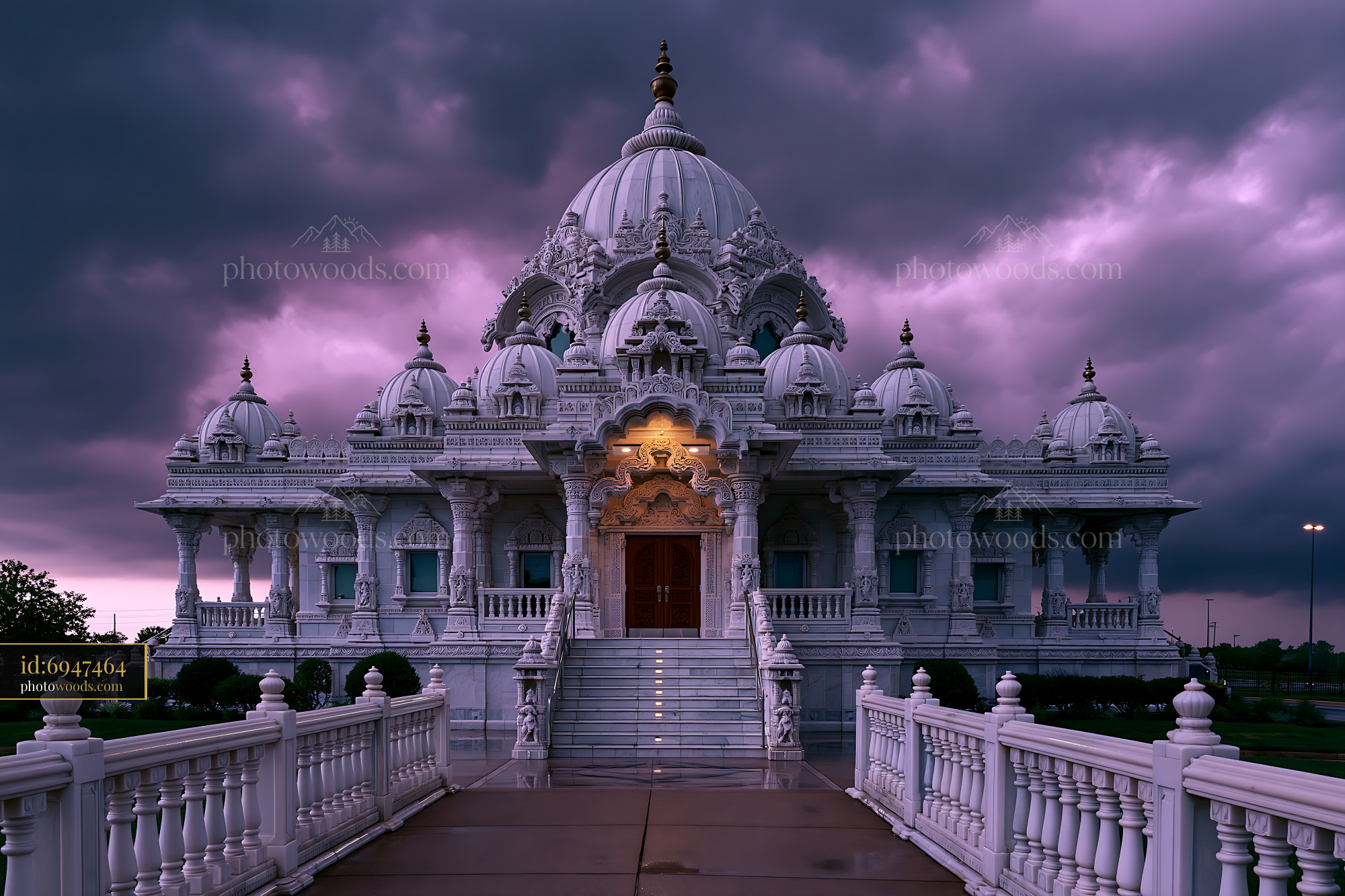 Jain Temple in Morrisville, North Carolina Under Cloudy Skies