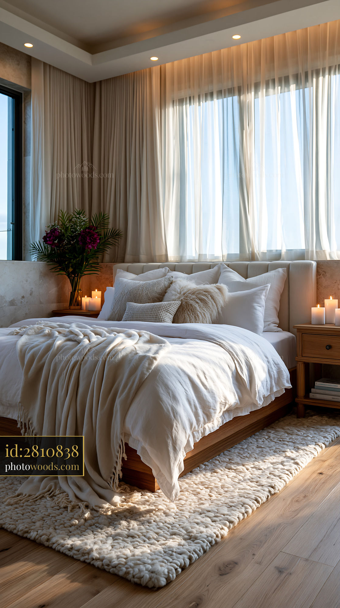 Coastal Luxury Bedroom in White and Sand Tones With Natural Light