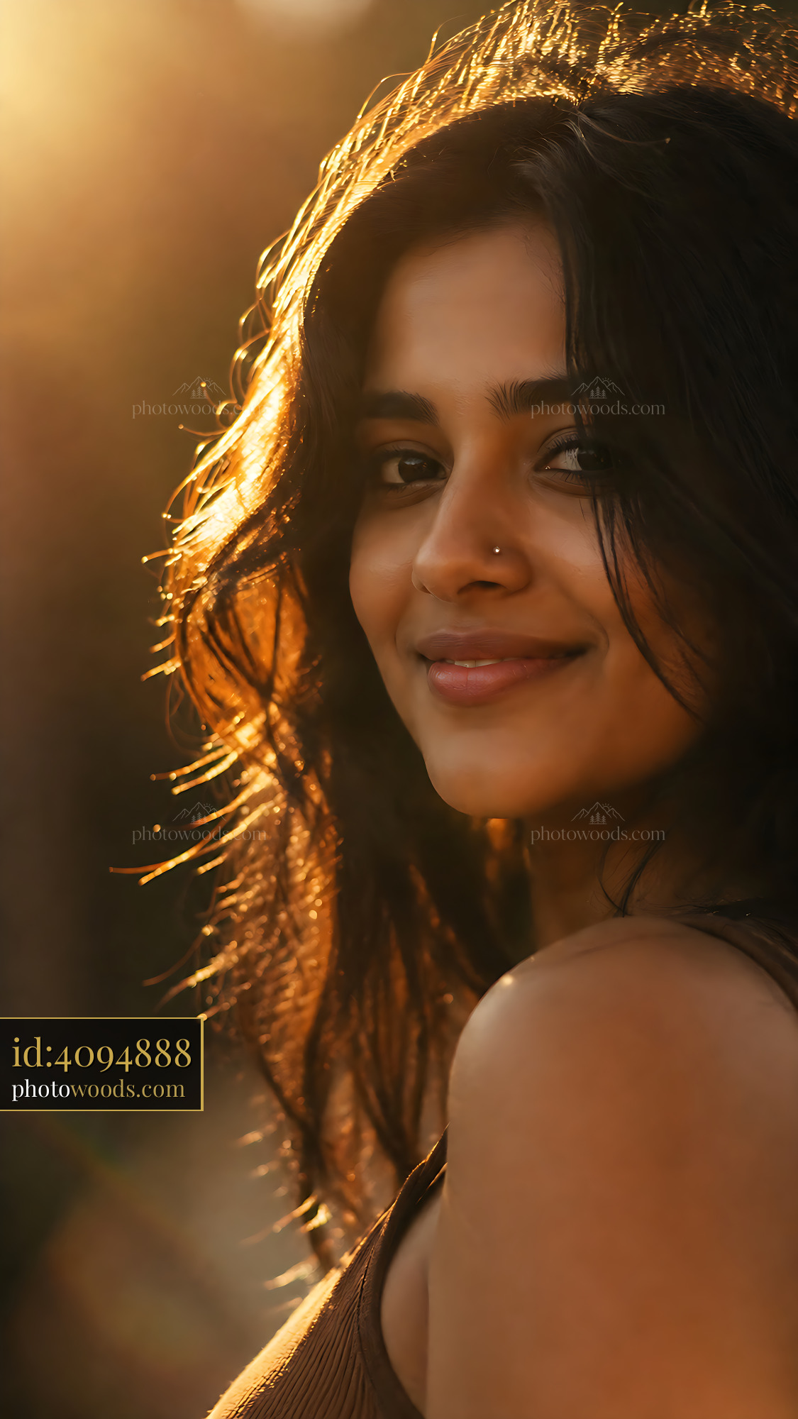 Woman Smiles at Sunset With Sunlight Enhancing Her Features