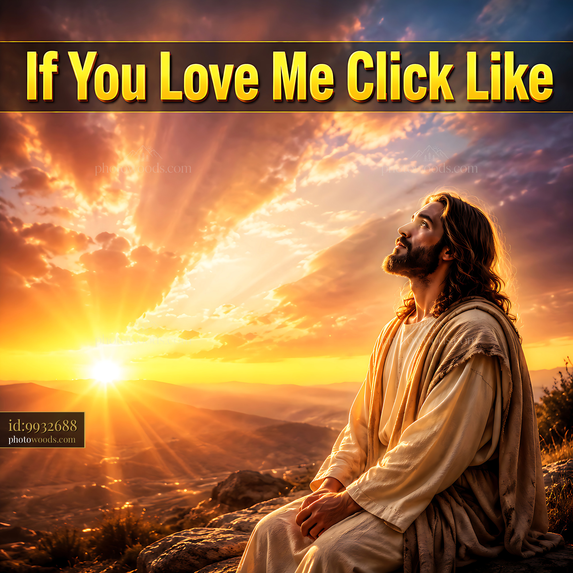 Jesus Gazes at Sunset While Sitting on a Rocky Hilltop
